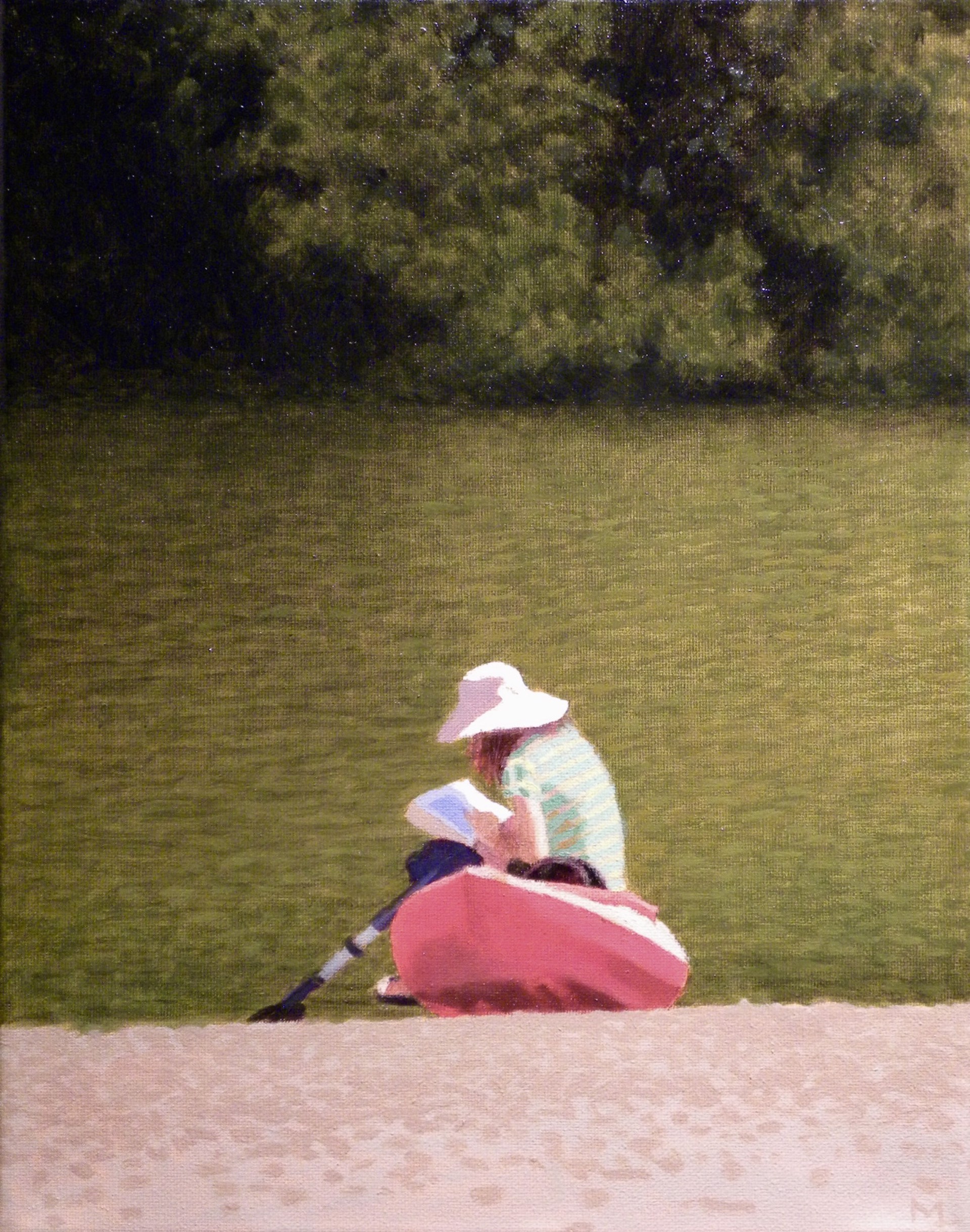 Woman and Red Kayak by Mary Robertson
