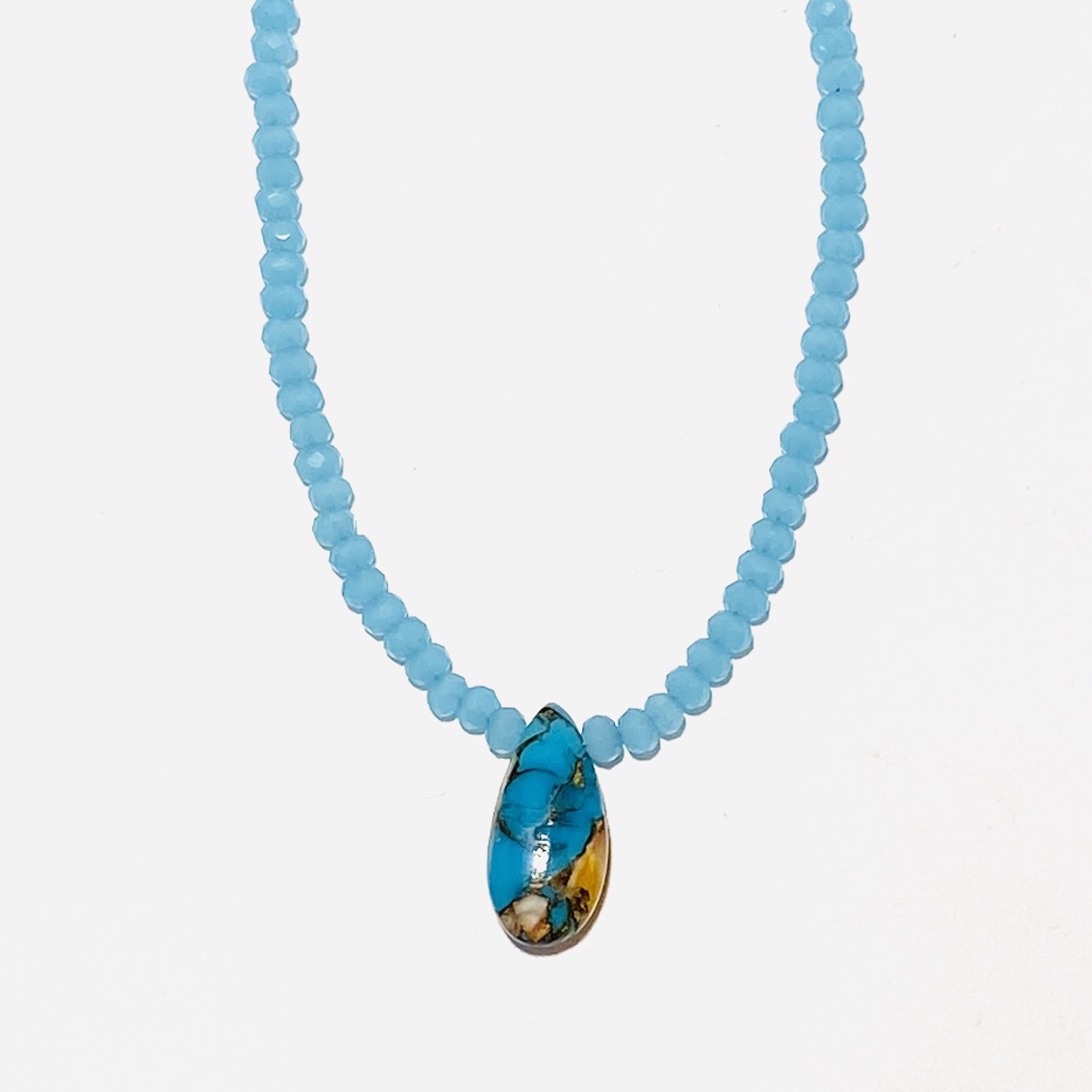 Small Faceted Blue Jade Turquoise  Necklace by Nance Trueworthy