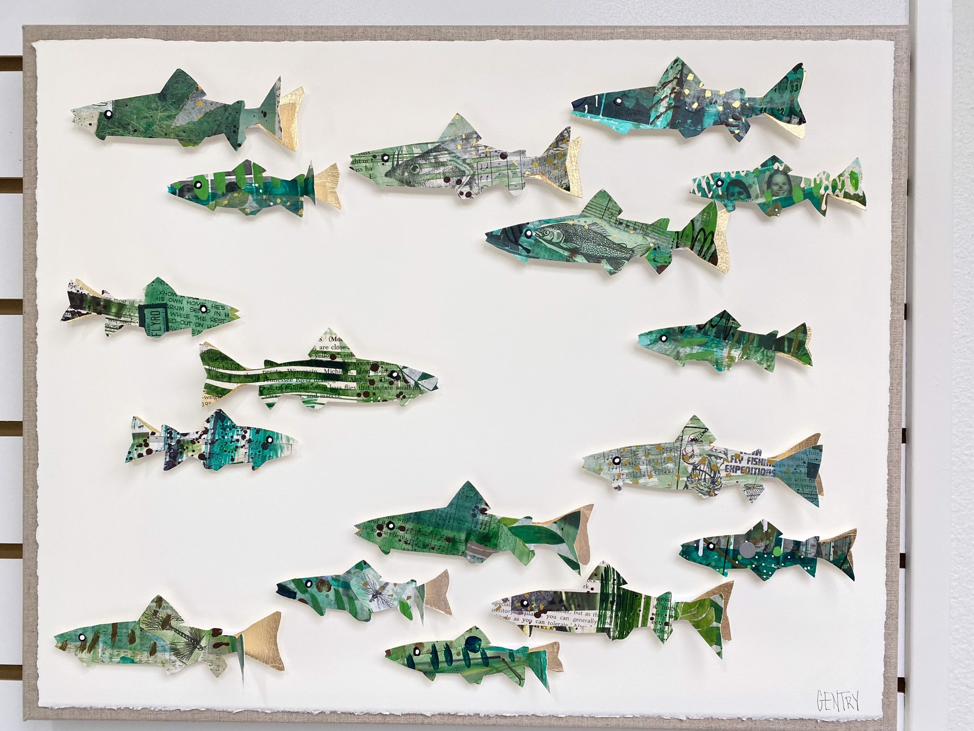 Fish Collage in Green 1 by Sarah Gentry