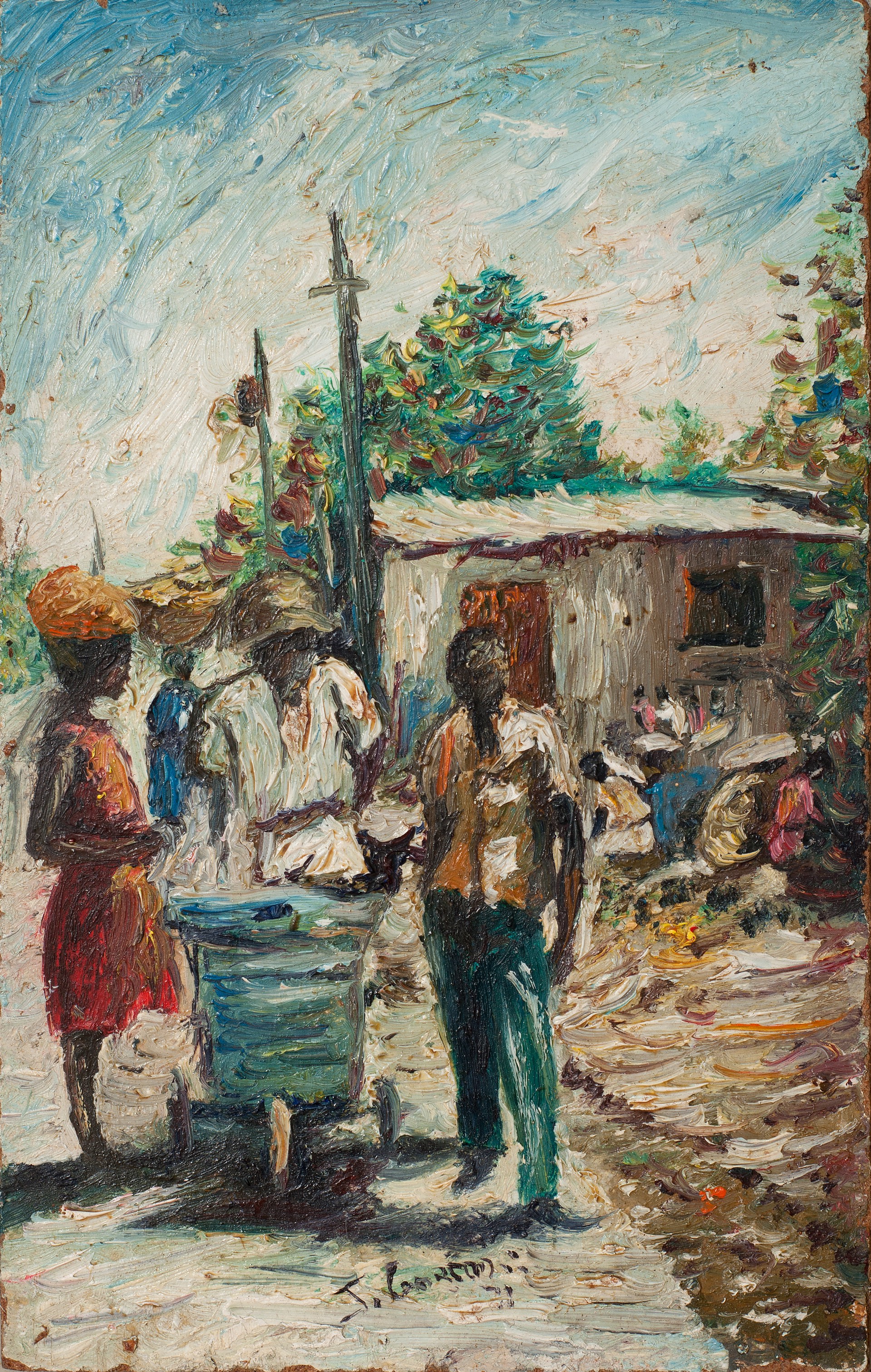 Fresco Merchant #3-1-93GSN by Jacquelin (Jacques) Garcon (Haitian, b.1942)