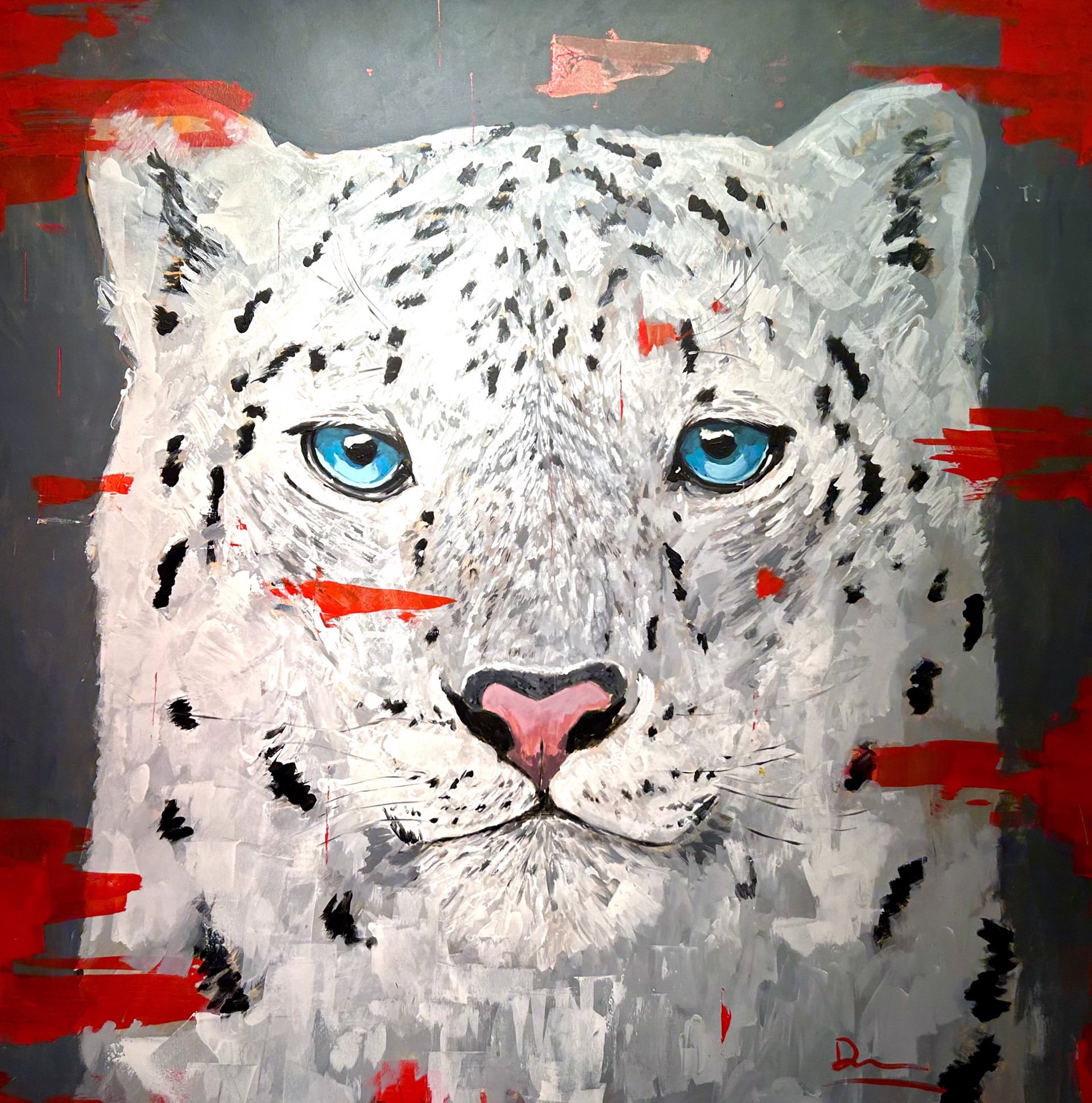 Snow Leopard - Red by Dominic Mattioli