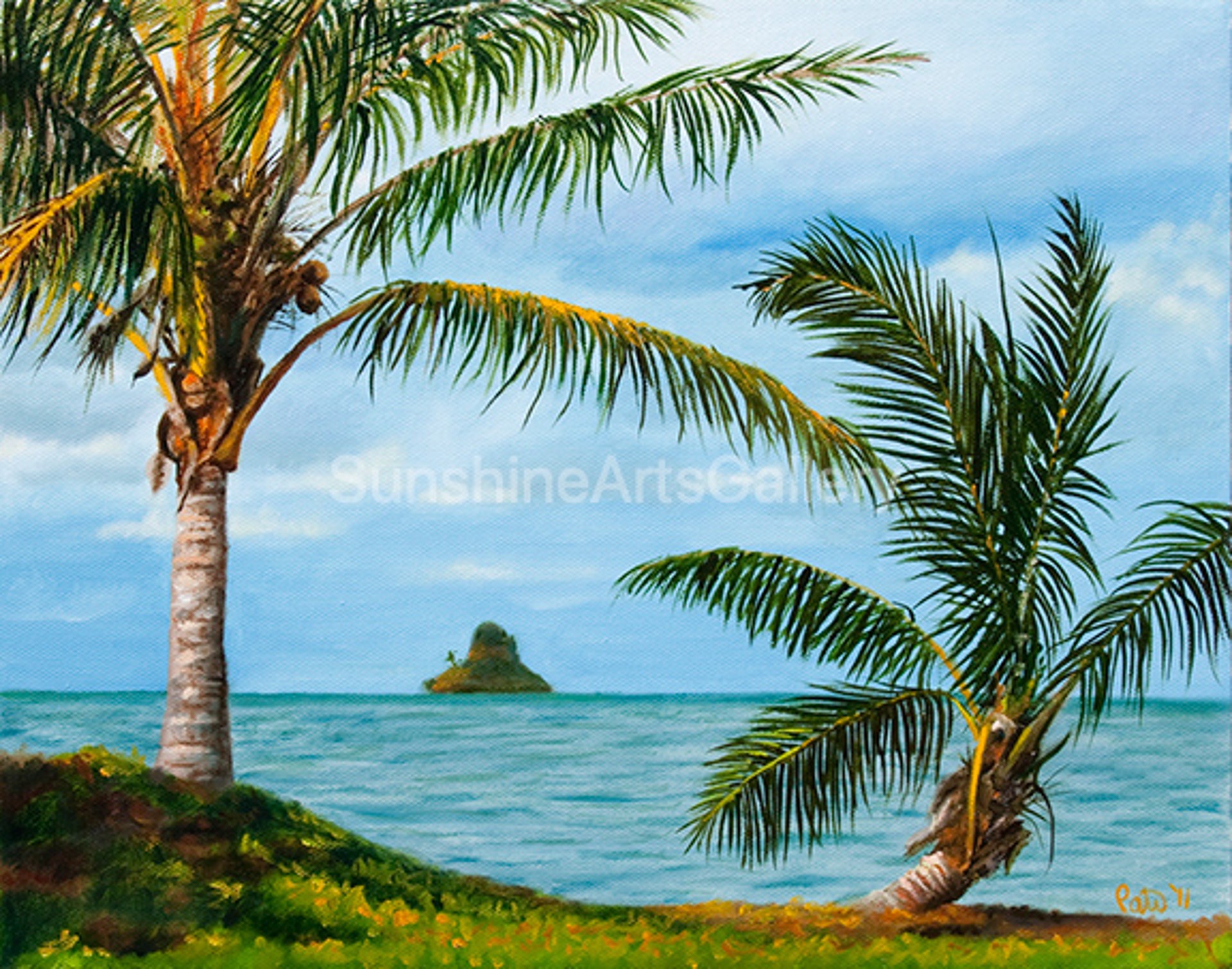 Chinamanʻs Hat and Coconut Trees by Pati O'Neal