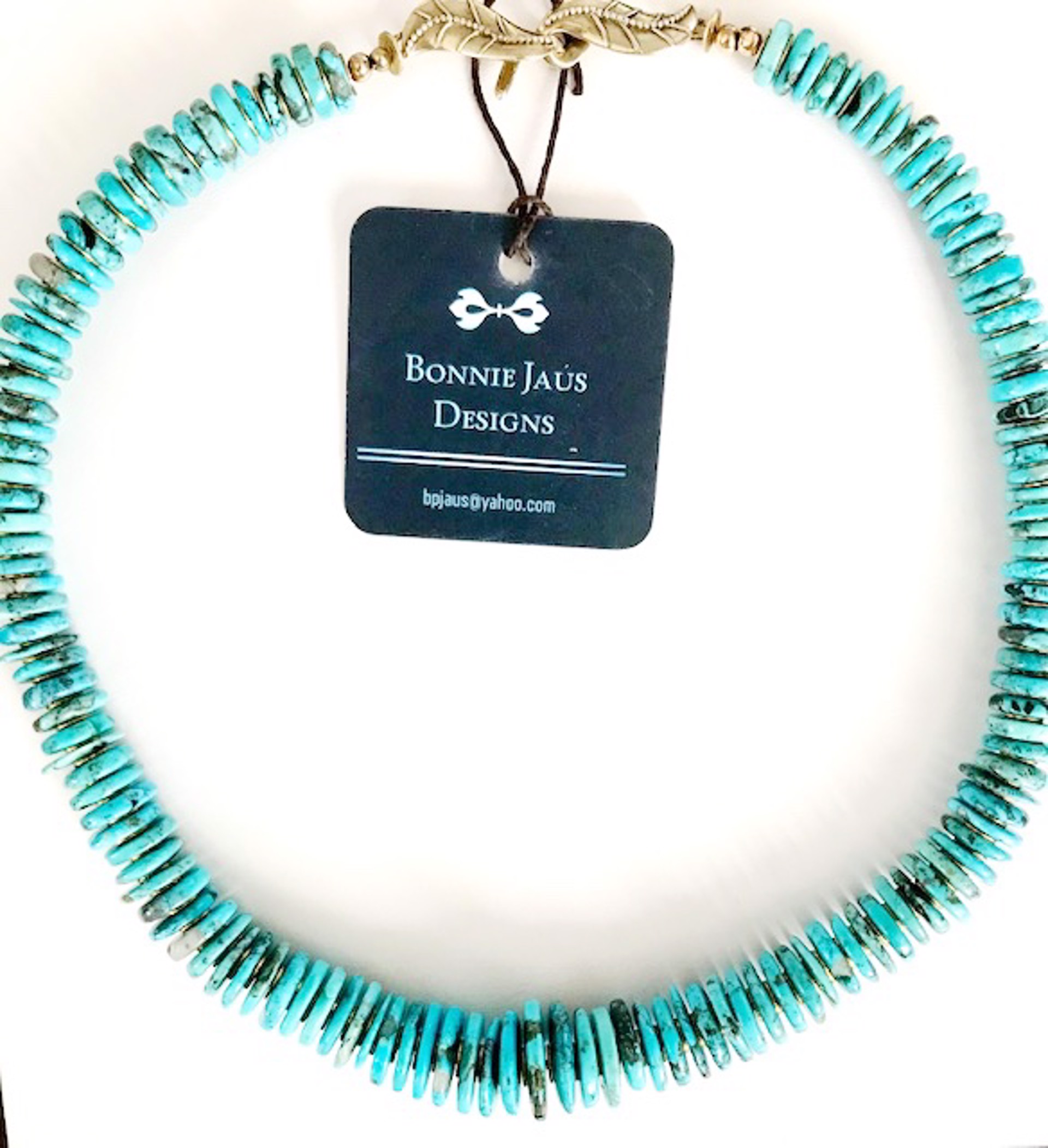 Necklace - Kingman Turquoise Discs & Gold Vermeil by Bonnie Jaus