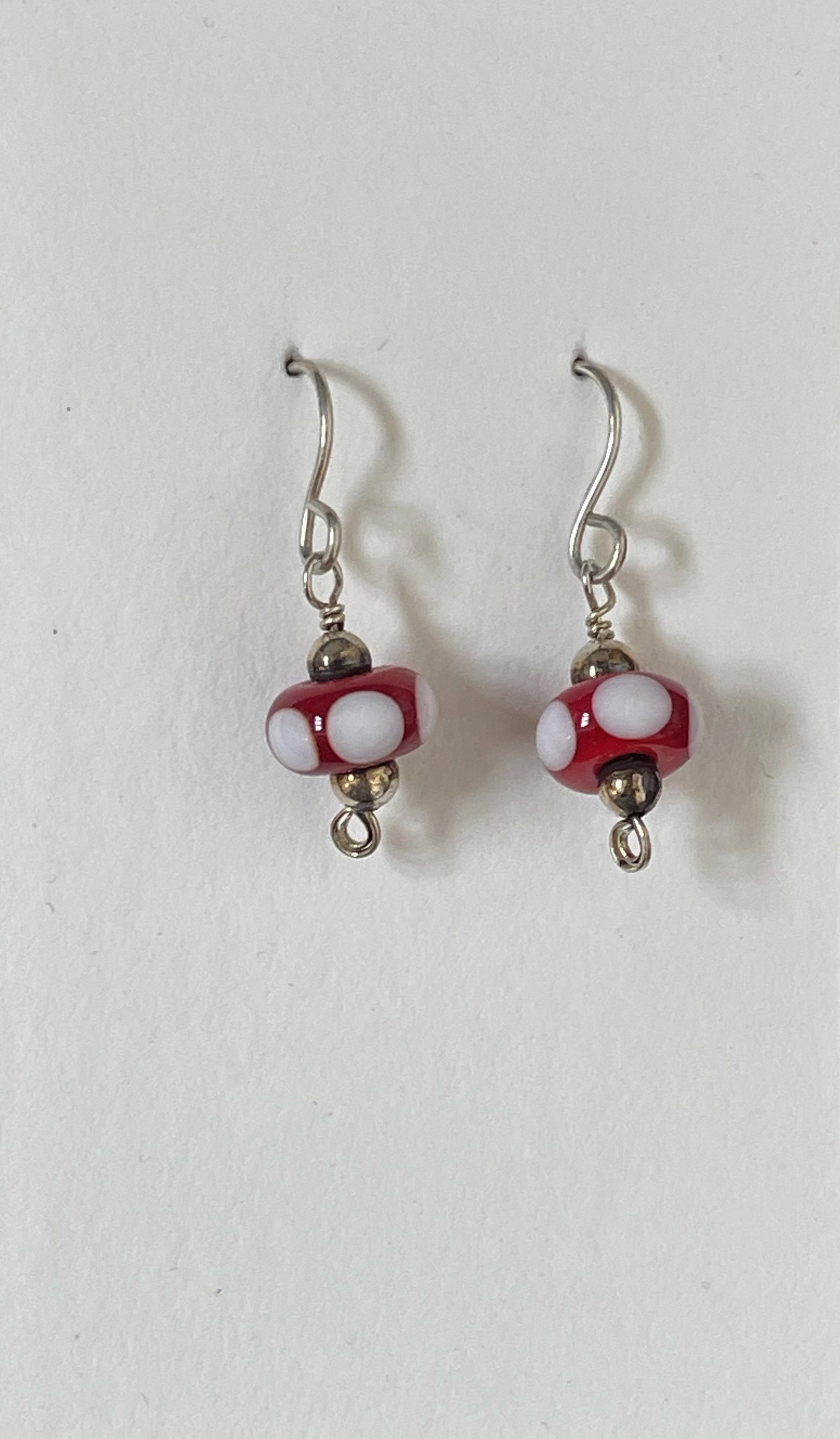 Red Glass with Dots Earrings by Emelie Hebert