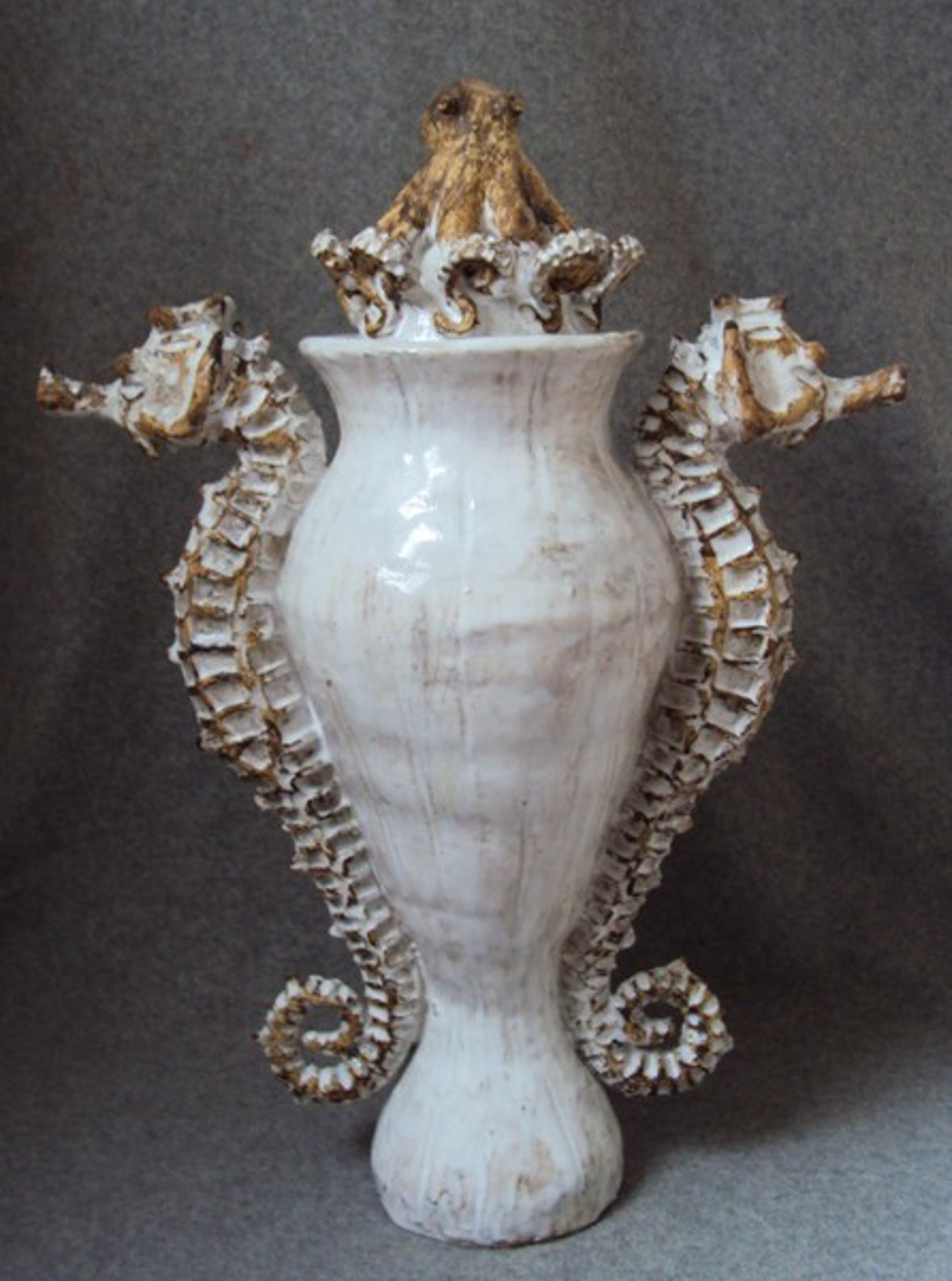 Seahorse Urn with Lid by Shayne Greco