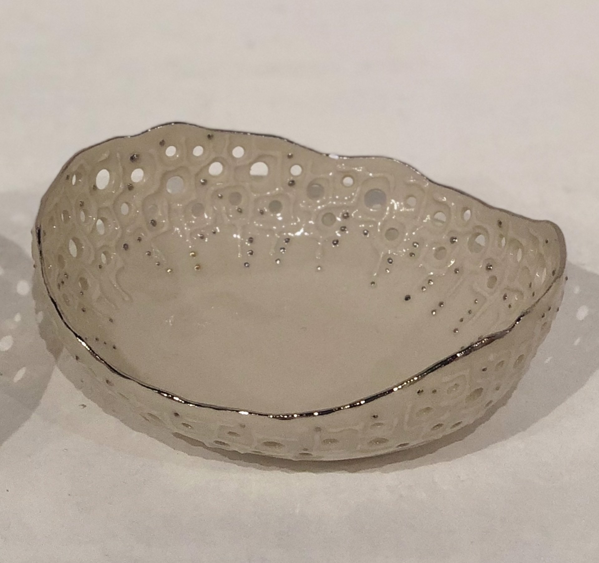 Medium Lacy White Silver Bowl (MB. 10) by Maria Bruckman