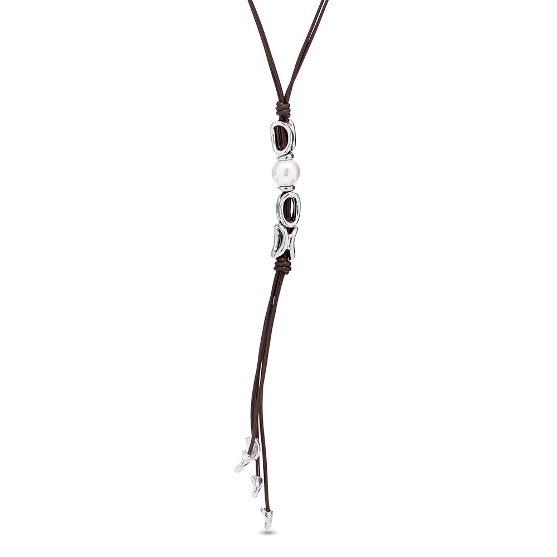 9431 Uno de 50 Leather Necklace with Silver Charms by UNO DE 50