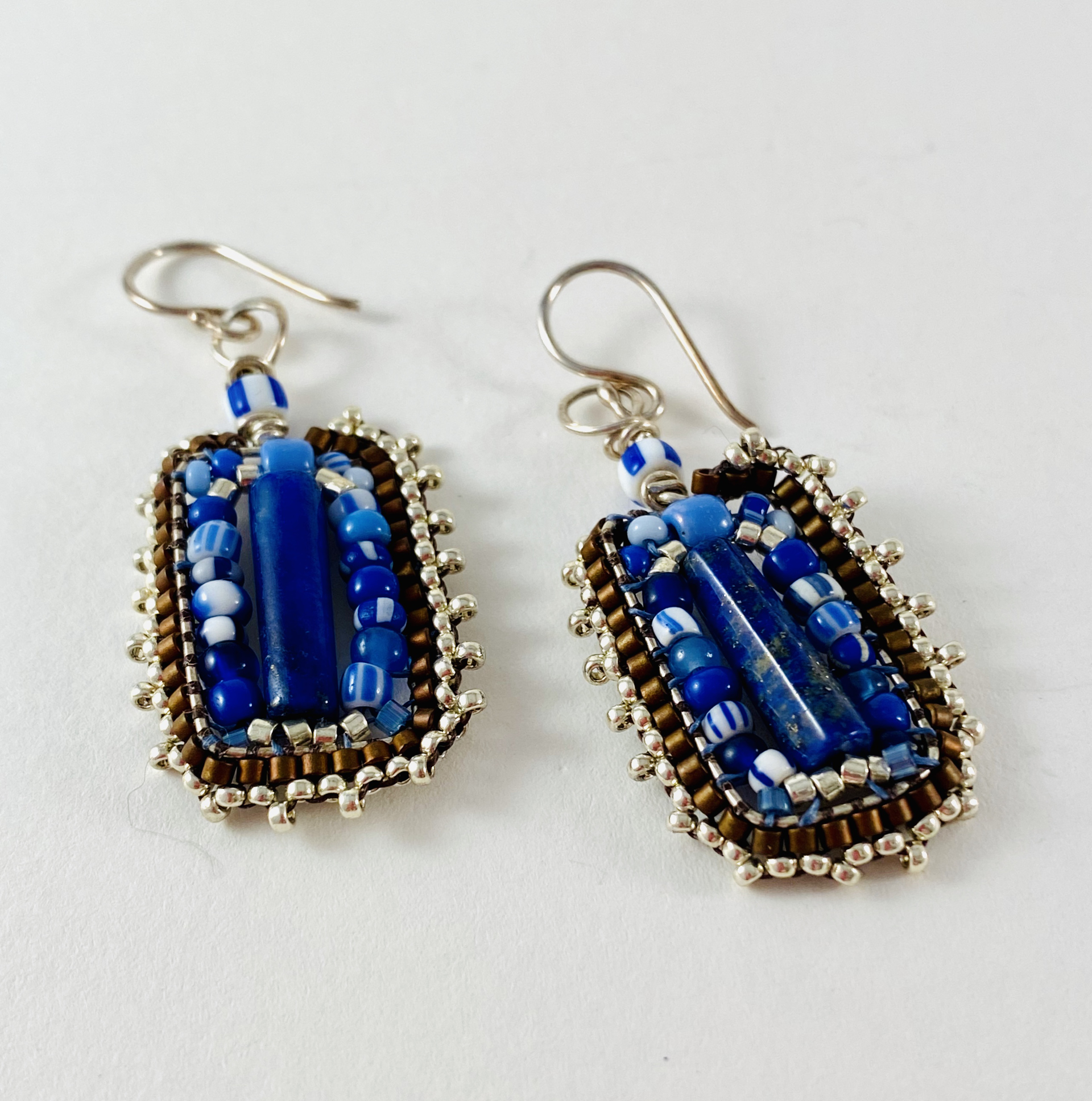 Lapis Lazuli Beaded Earrings by Barbara Duimstra