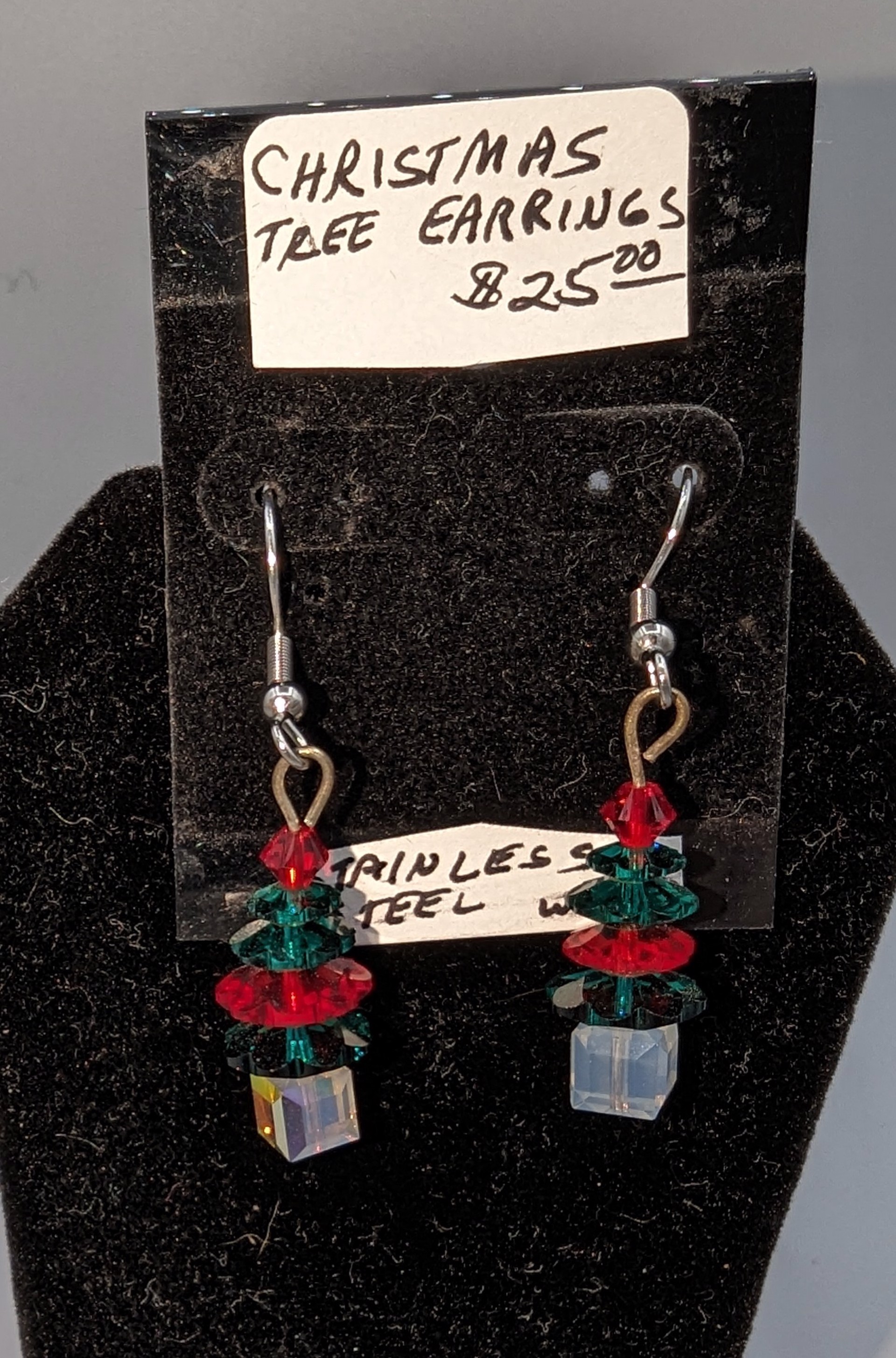Christmas tree earrings by Betty Binder