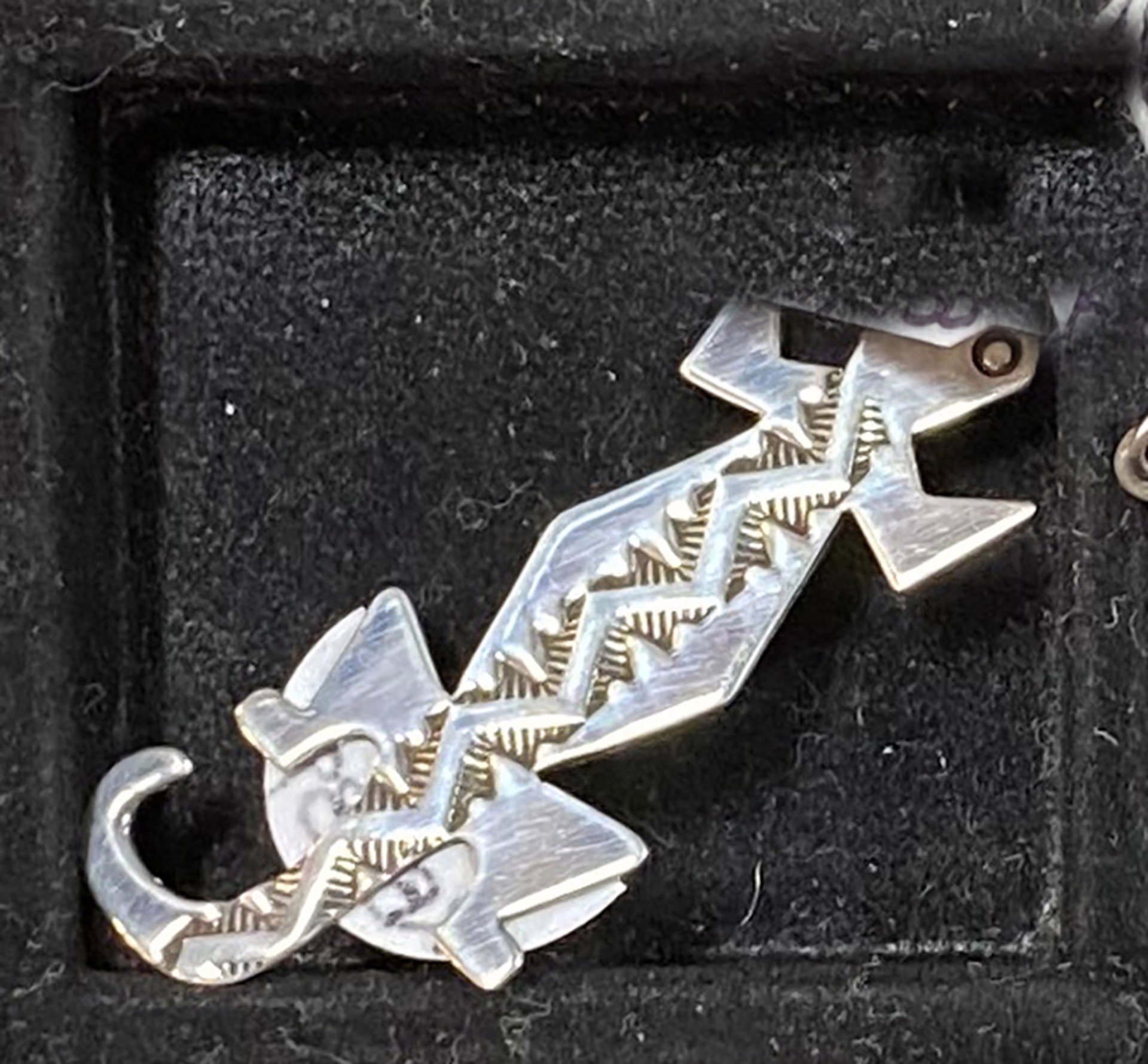 Silver Lizard Pin/stamped designs KB039 by Karen Bell