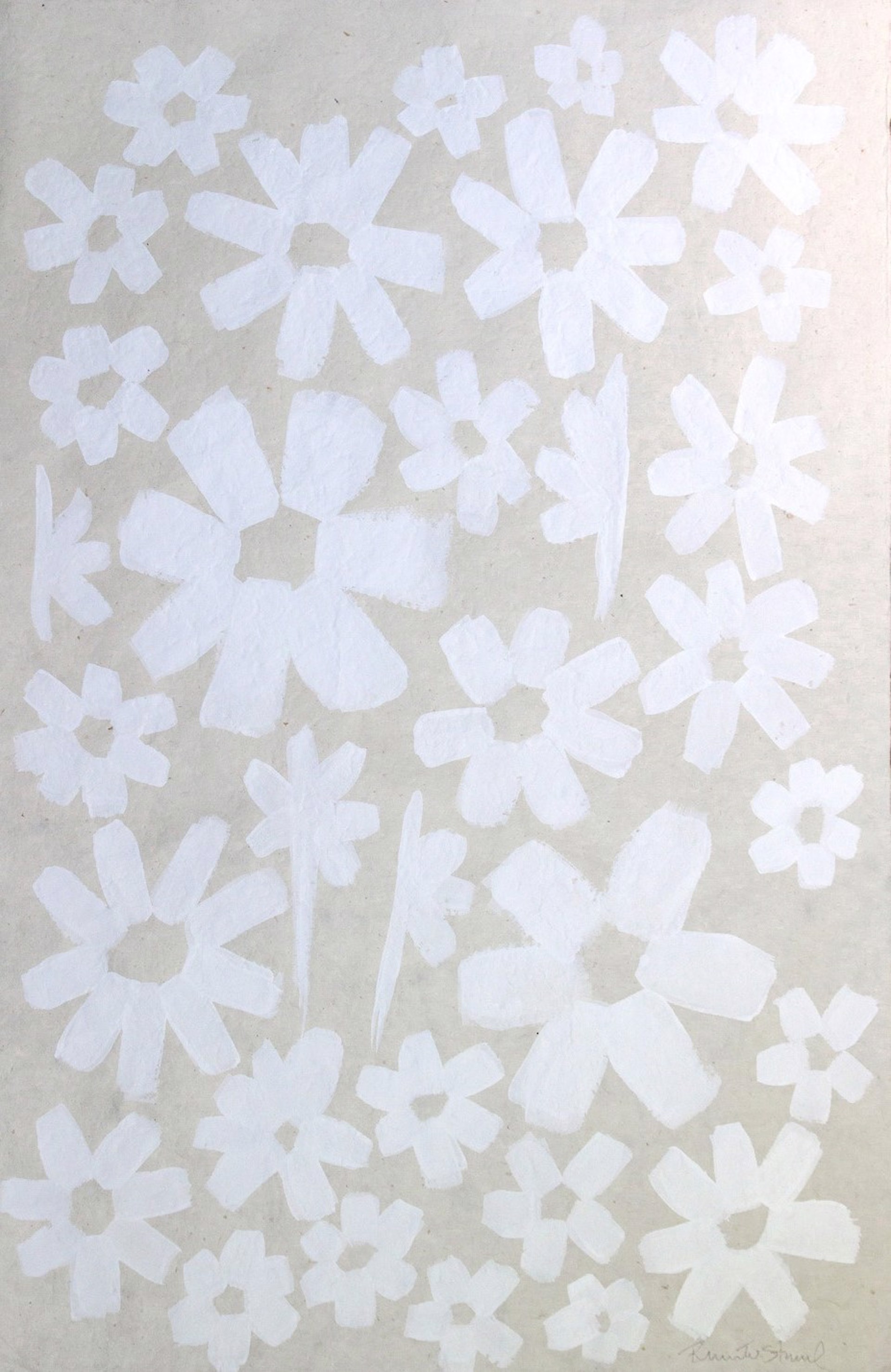 Graphic Floral Field in White by Renee Stramel
