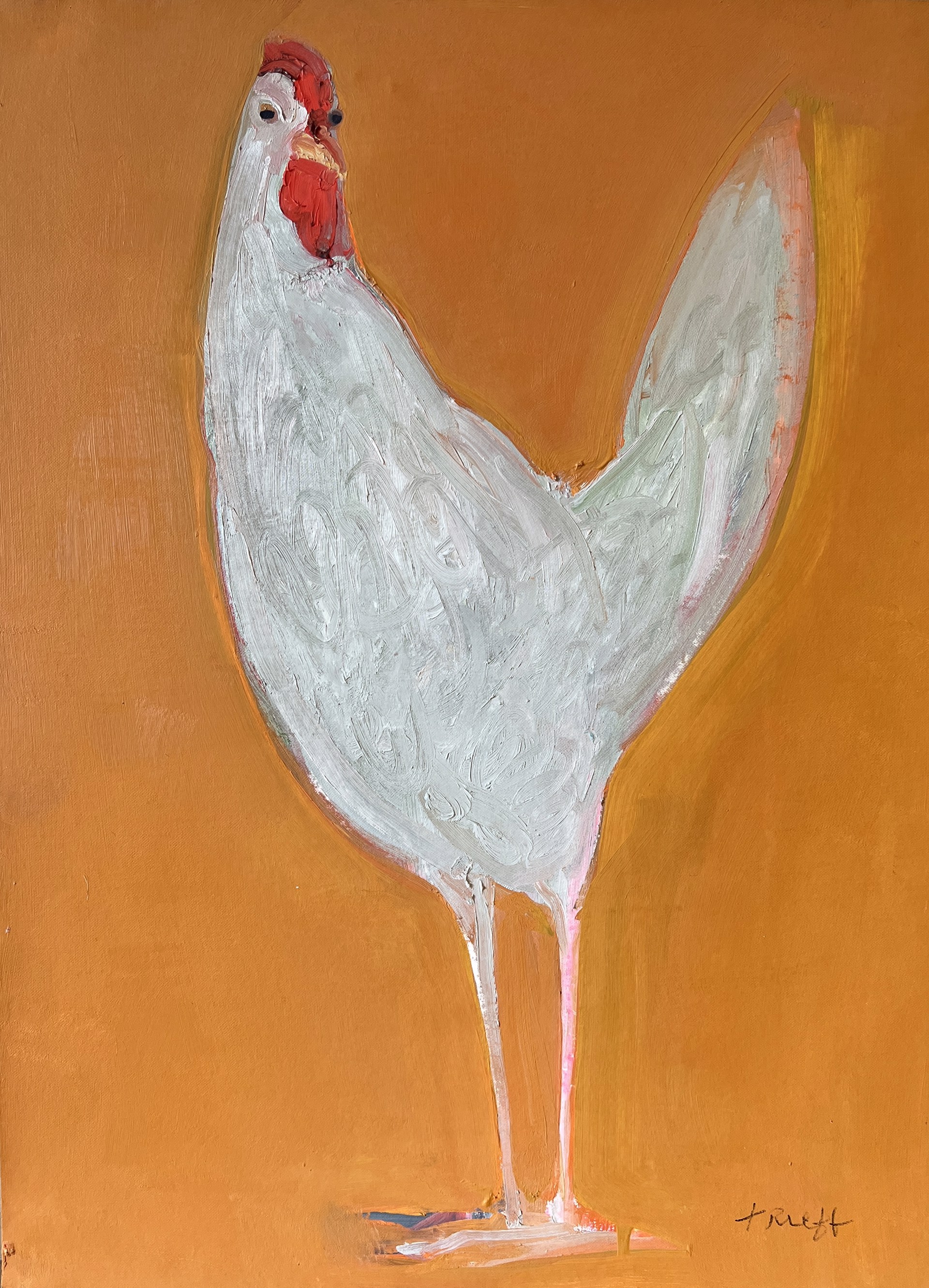White Chicken on Orange by Selina Trieff