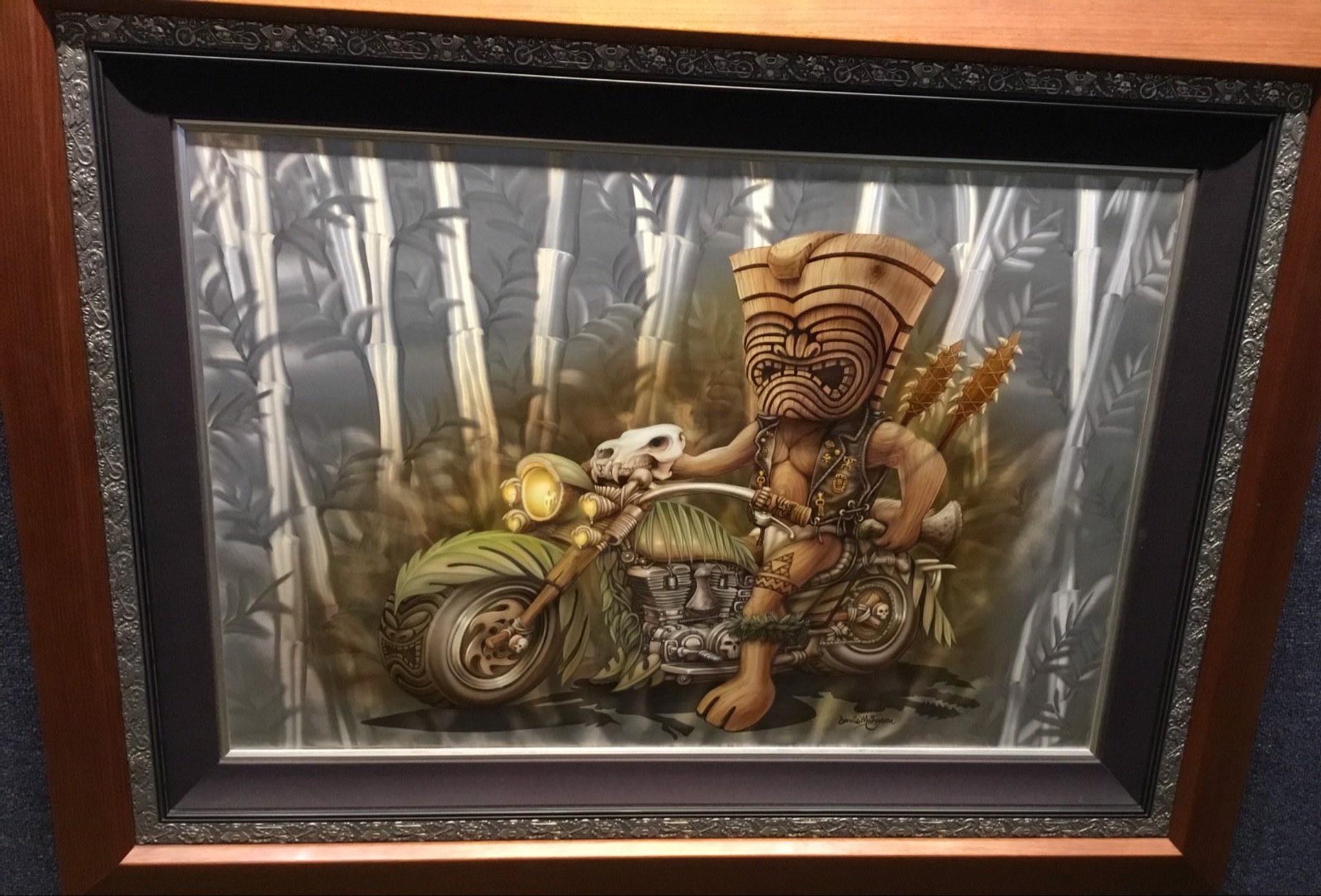 Poi Pounder Framed Published Original by Dennis Mathewson