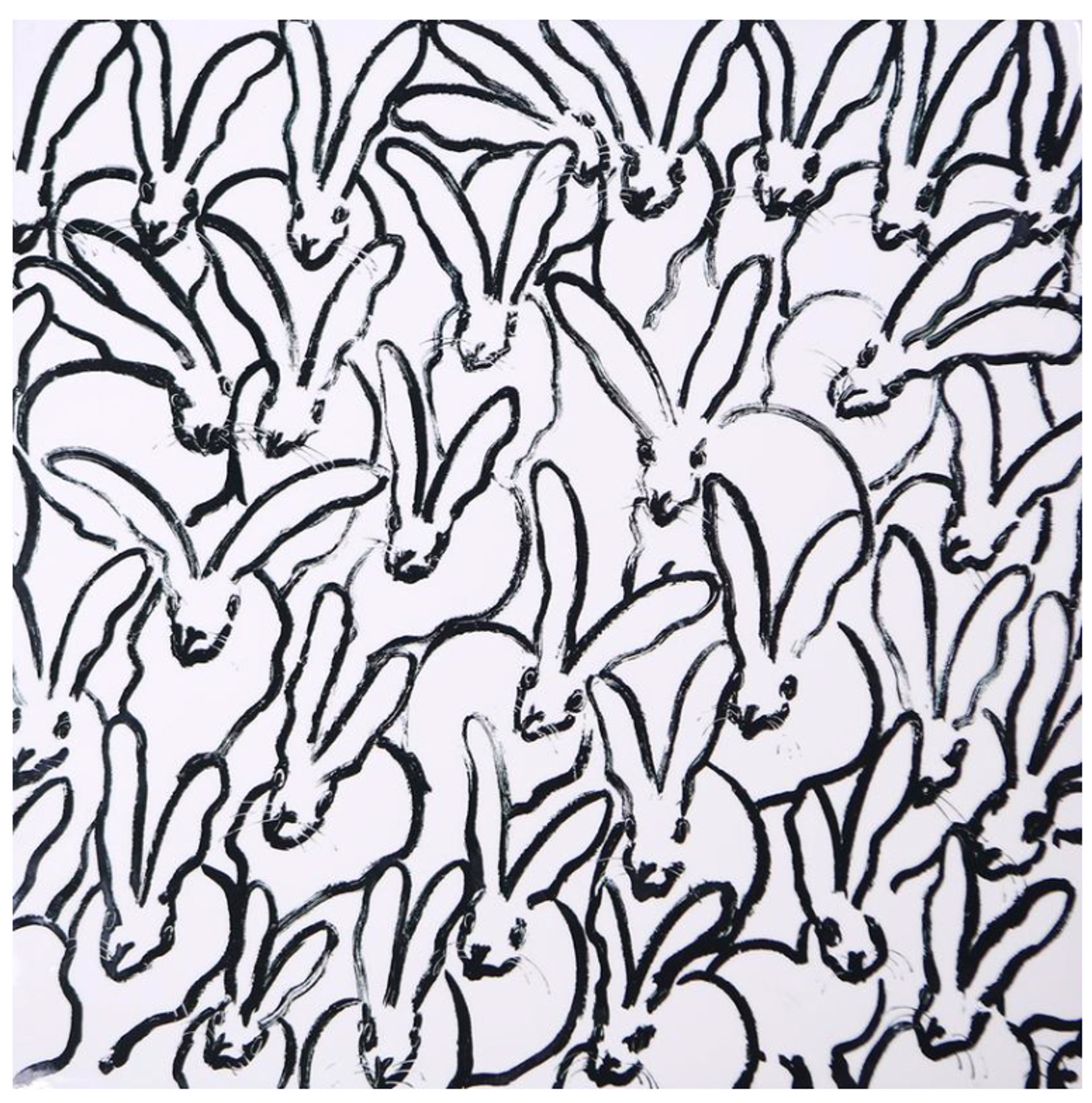 Rabbit Run Lacquered Placemats-White/Black by Hunt Slonem (Hop Up Shop)