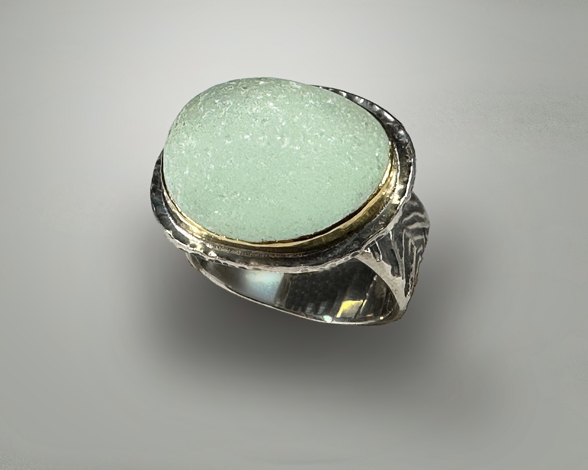 English Salt Water, Frosted Aqua Seaglass Ring by Judith Altruda