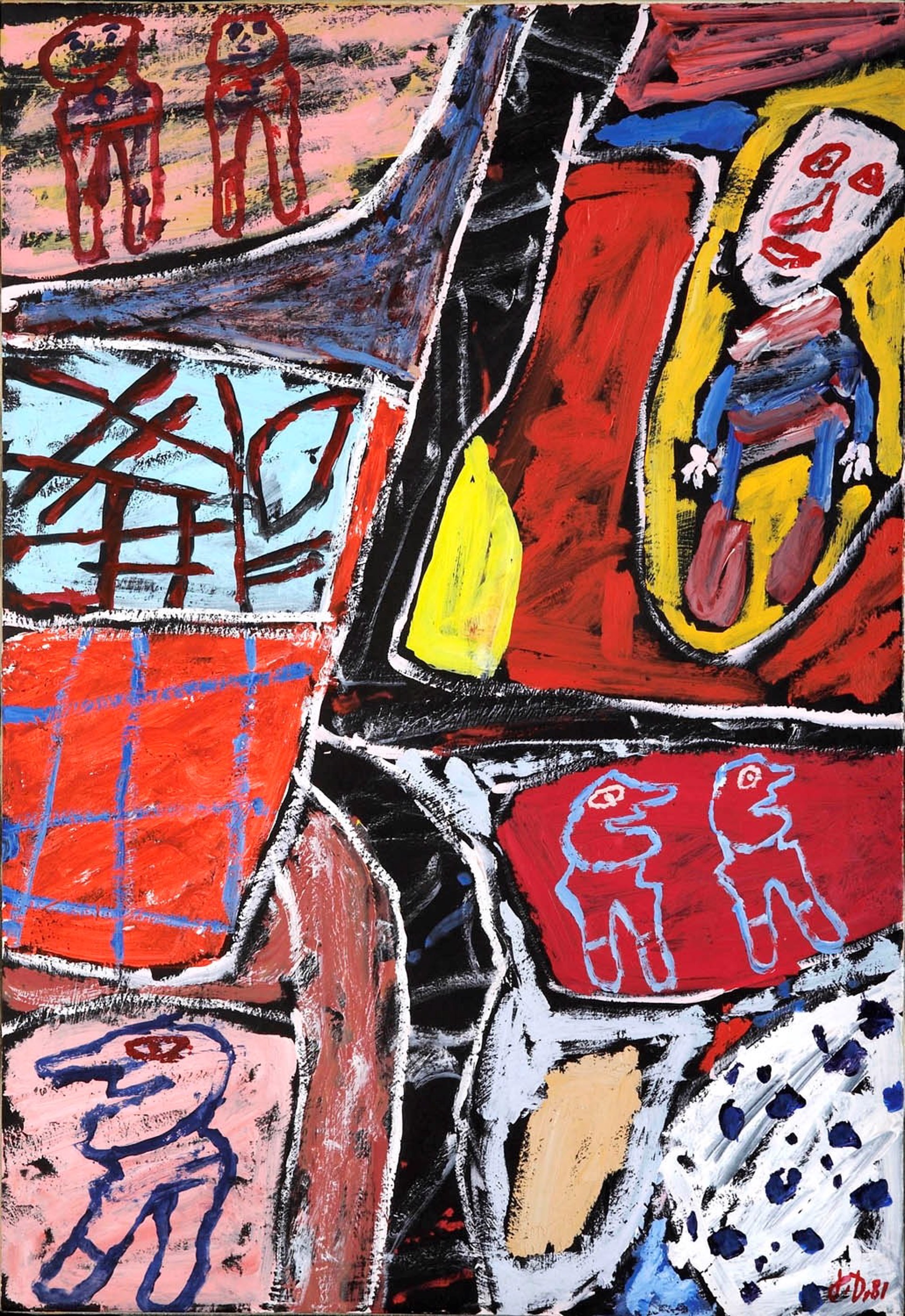 Site avec 6 personnages by Jean Dubuffet