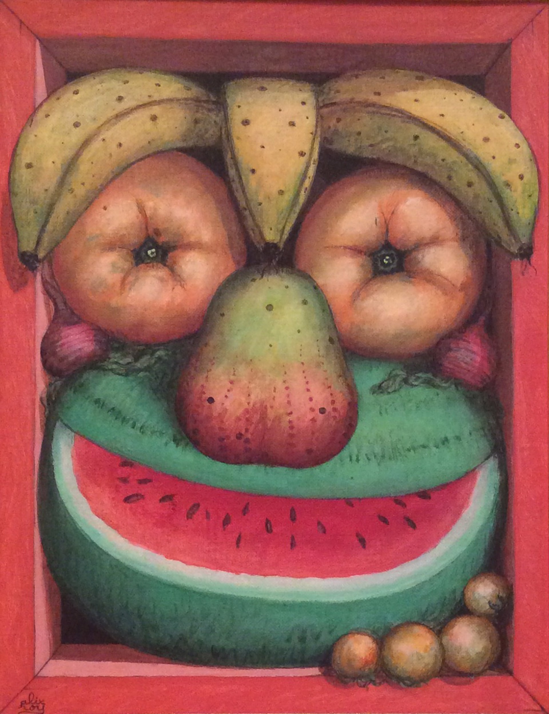 Fruits Face #1MFN by Alix Roy (Haitian, 1930-2010)