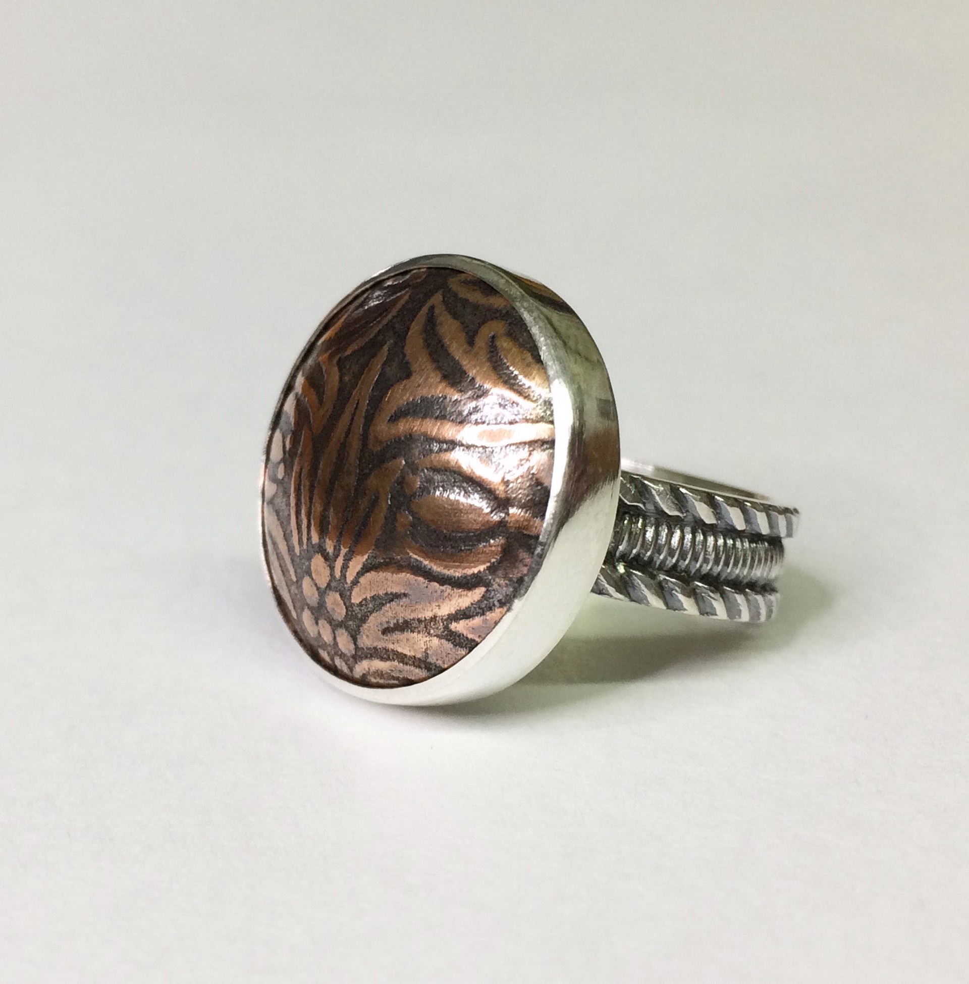 Copper Imprint, Sterling Silver Ring by Amelia Whelan