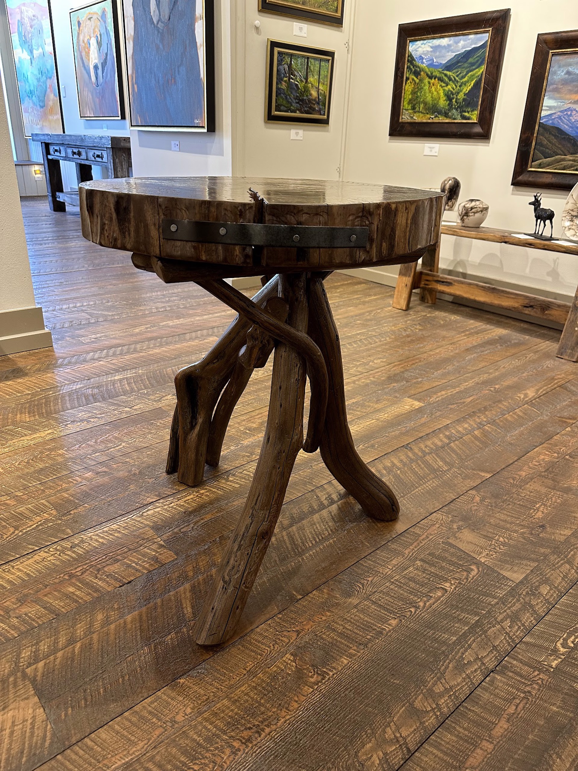 Reclaimed Wood with Metal Straps Large Nesting Table (Dark) by Mark Holms