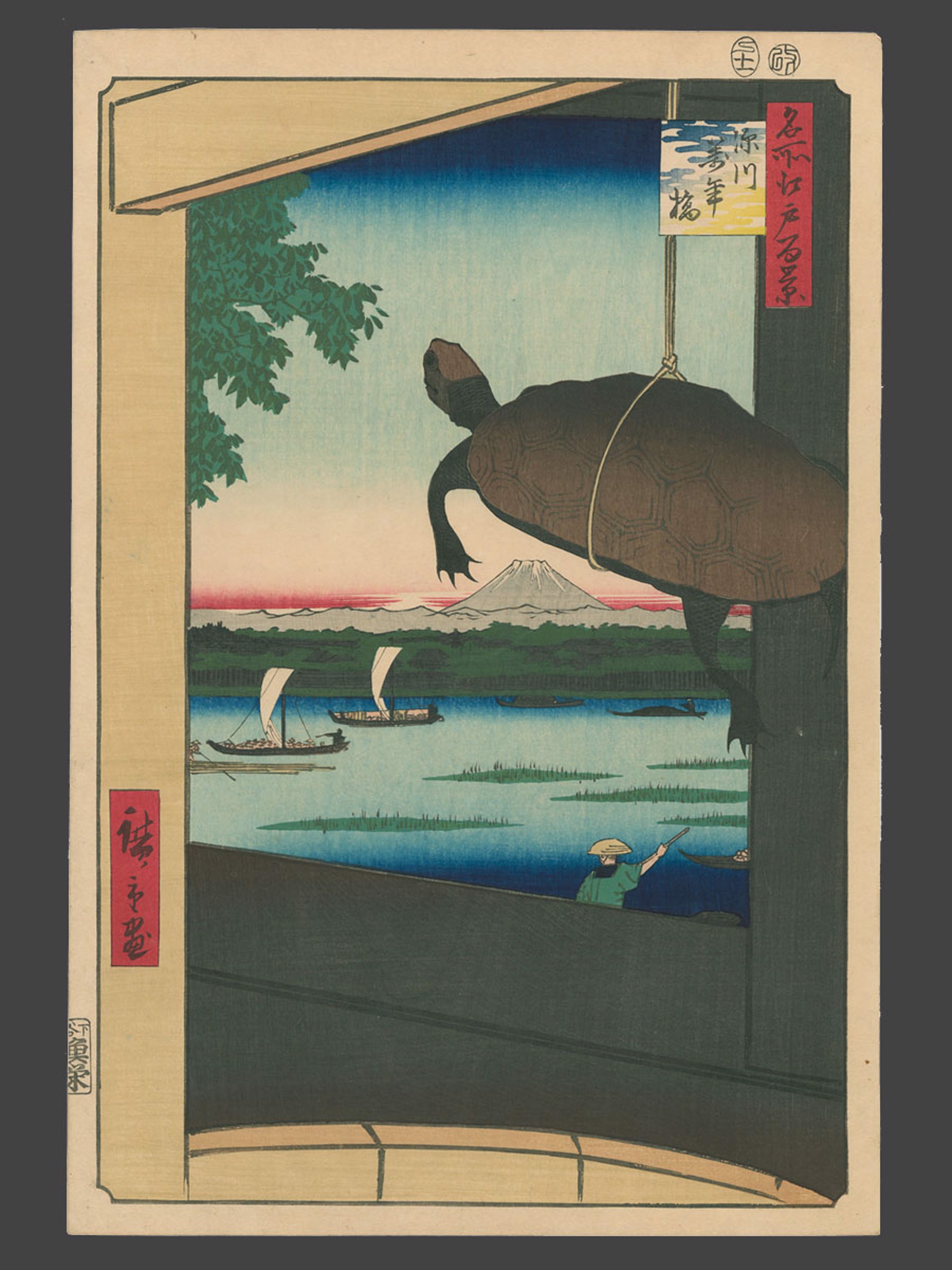 #56 Mannen Bridge, Fukugawa 100 Views of Edo by Hiroshige