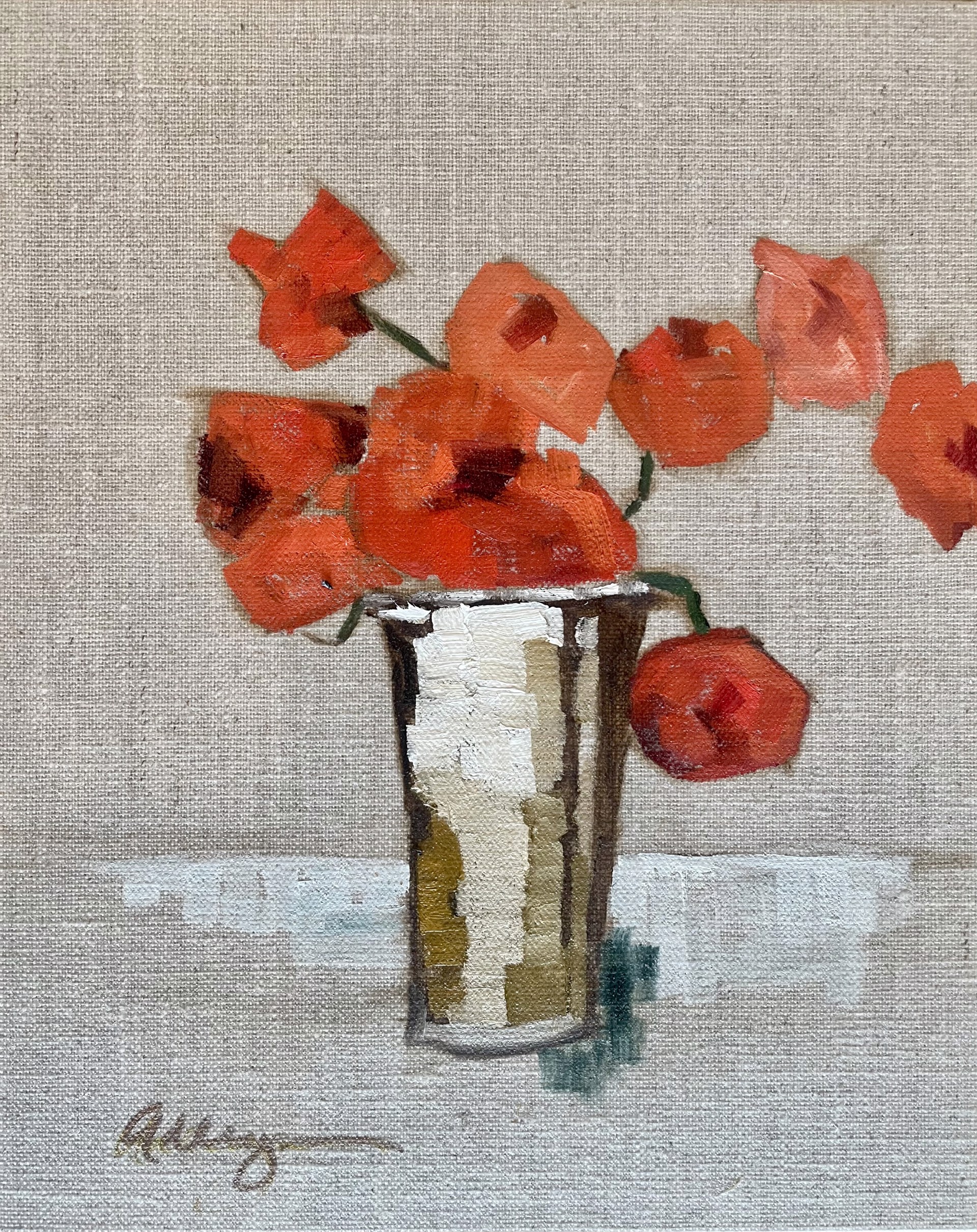 Poppies on Linen by Adleyn Scott