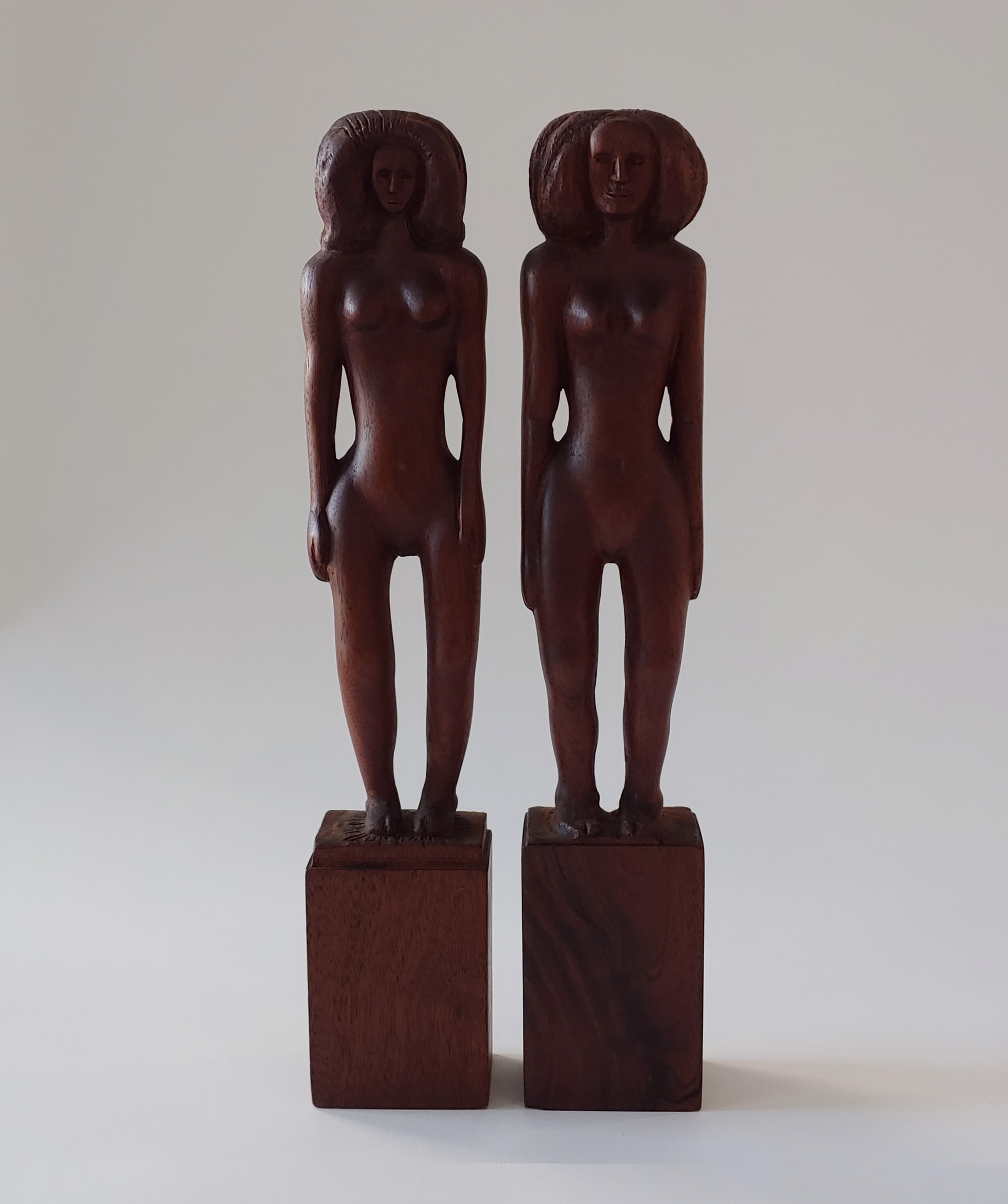 Twin (B) - Wood Sculpture by David Amdur