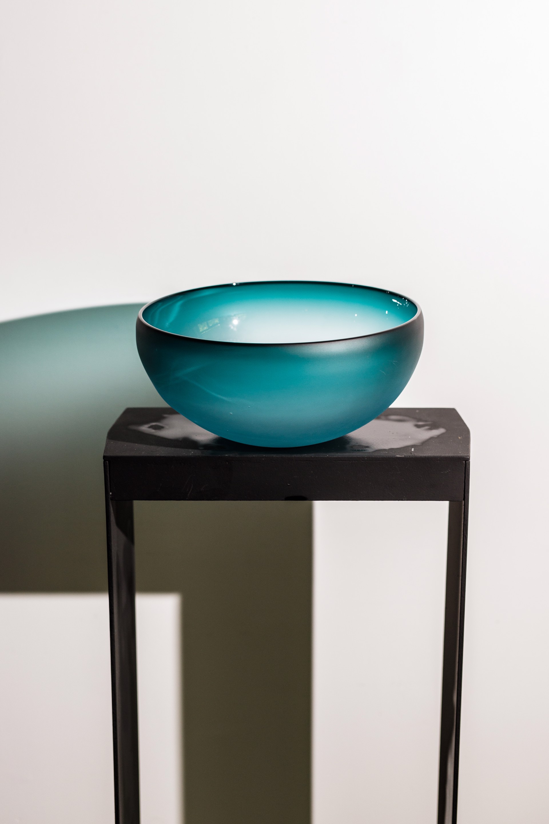 Large Frosted Teal Punch Bowl by Ruth Allen
