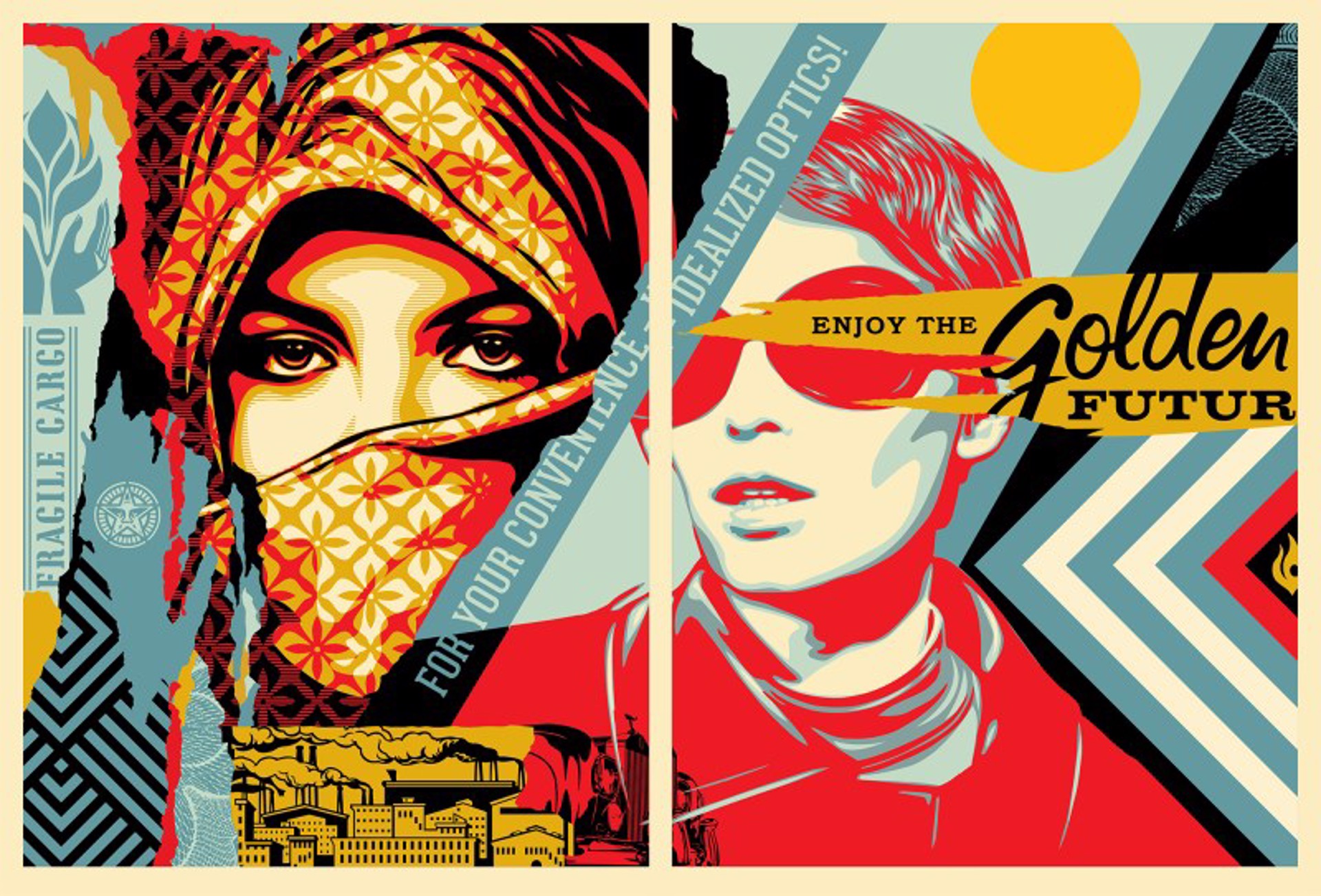 Golden Future for Some (diptych) by Shepard Fairey