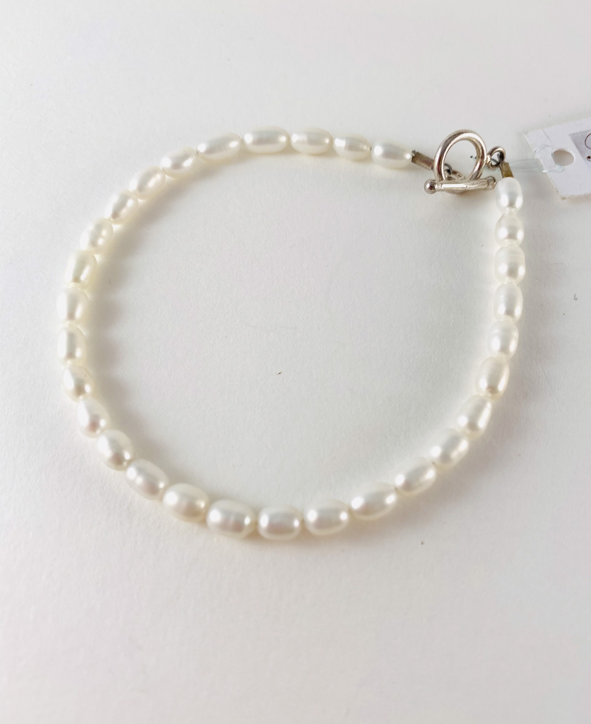 White Potato Pearl Bracelet, toggle clasp P25 by Nance Trueworthy