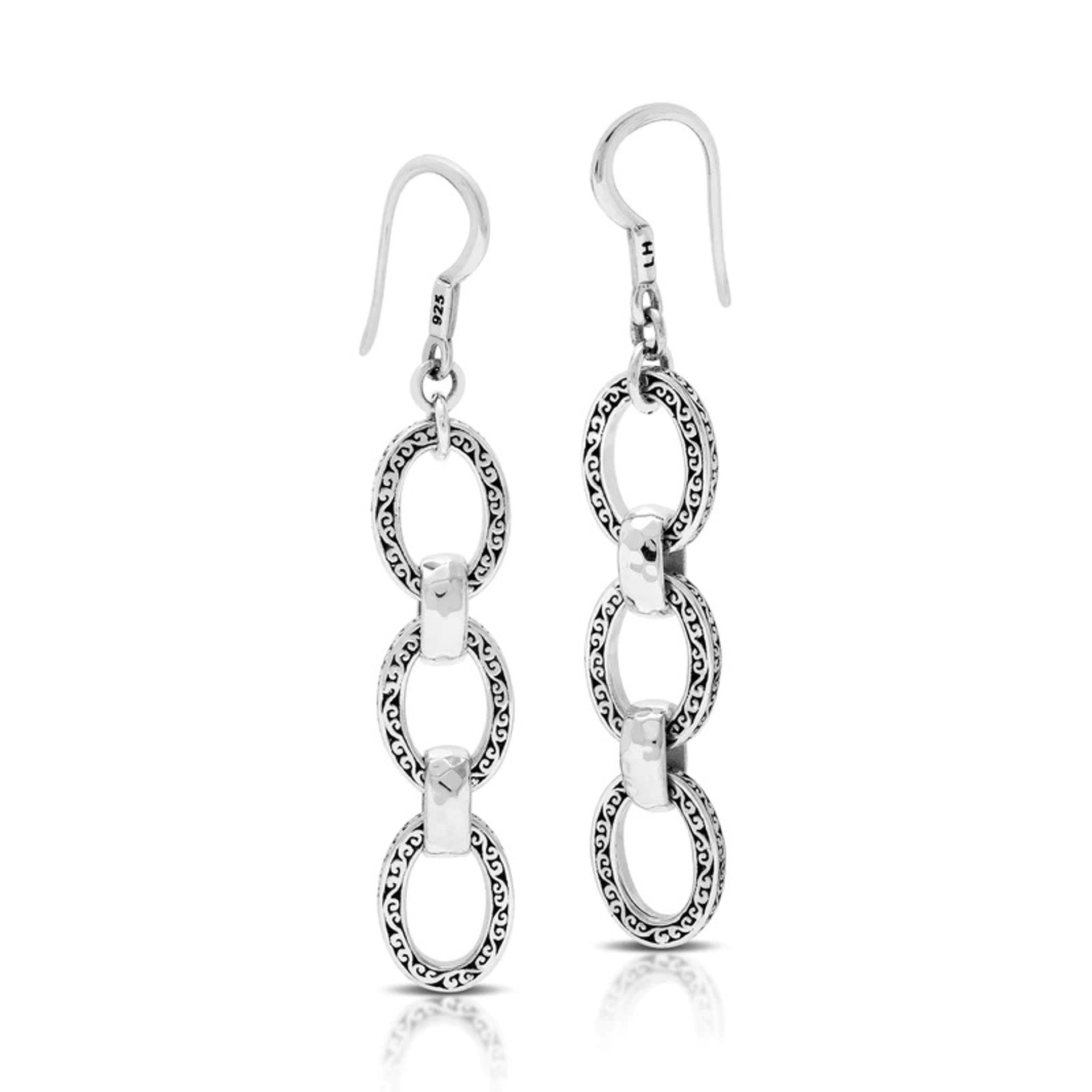 1061 Scroll Square Sided Oval Link Drop Earrings (SO) by Lois Hill