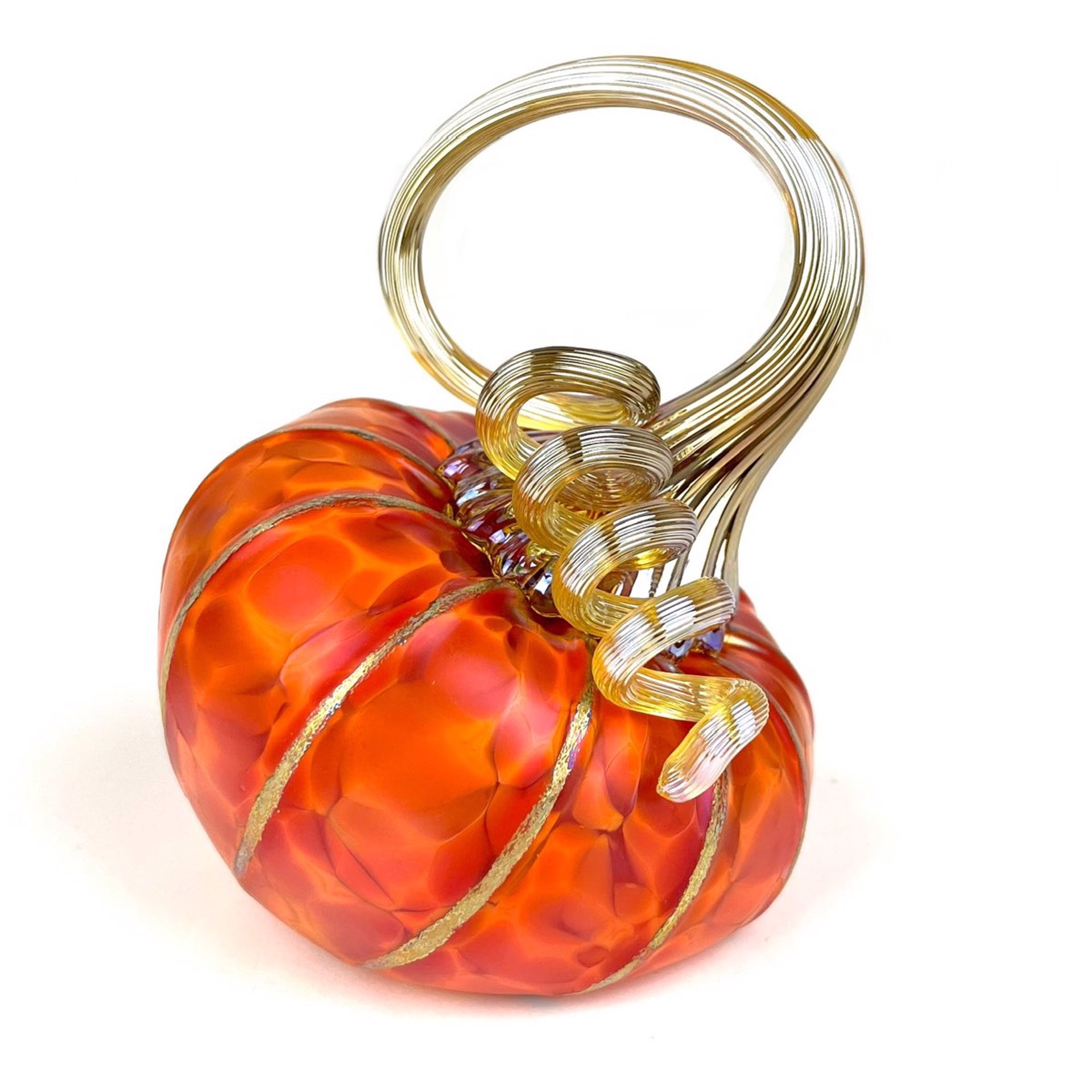 Small Tilted Tangelo Pumpkin by Furnace Glass