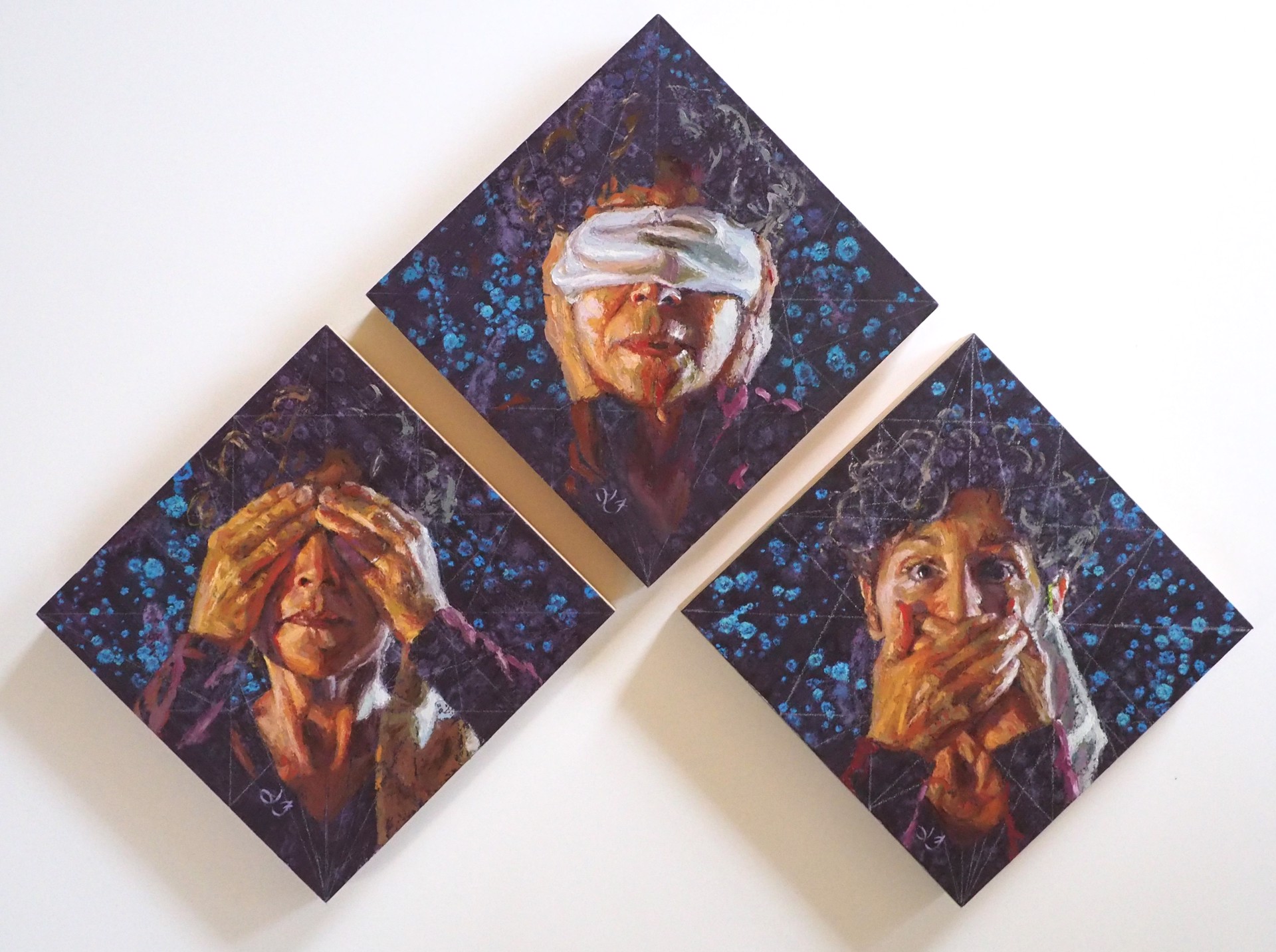Three Monkeys (Triptych) by Lisa Fricker