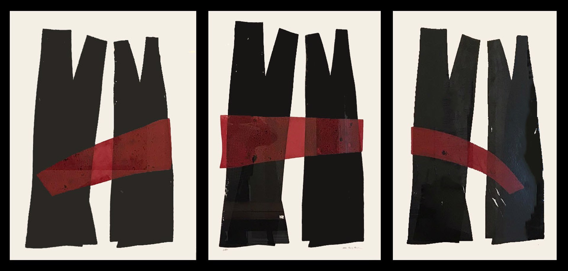 Black with Red Check triptych by Barry Harrison