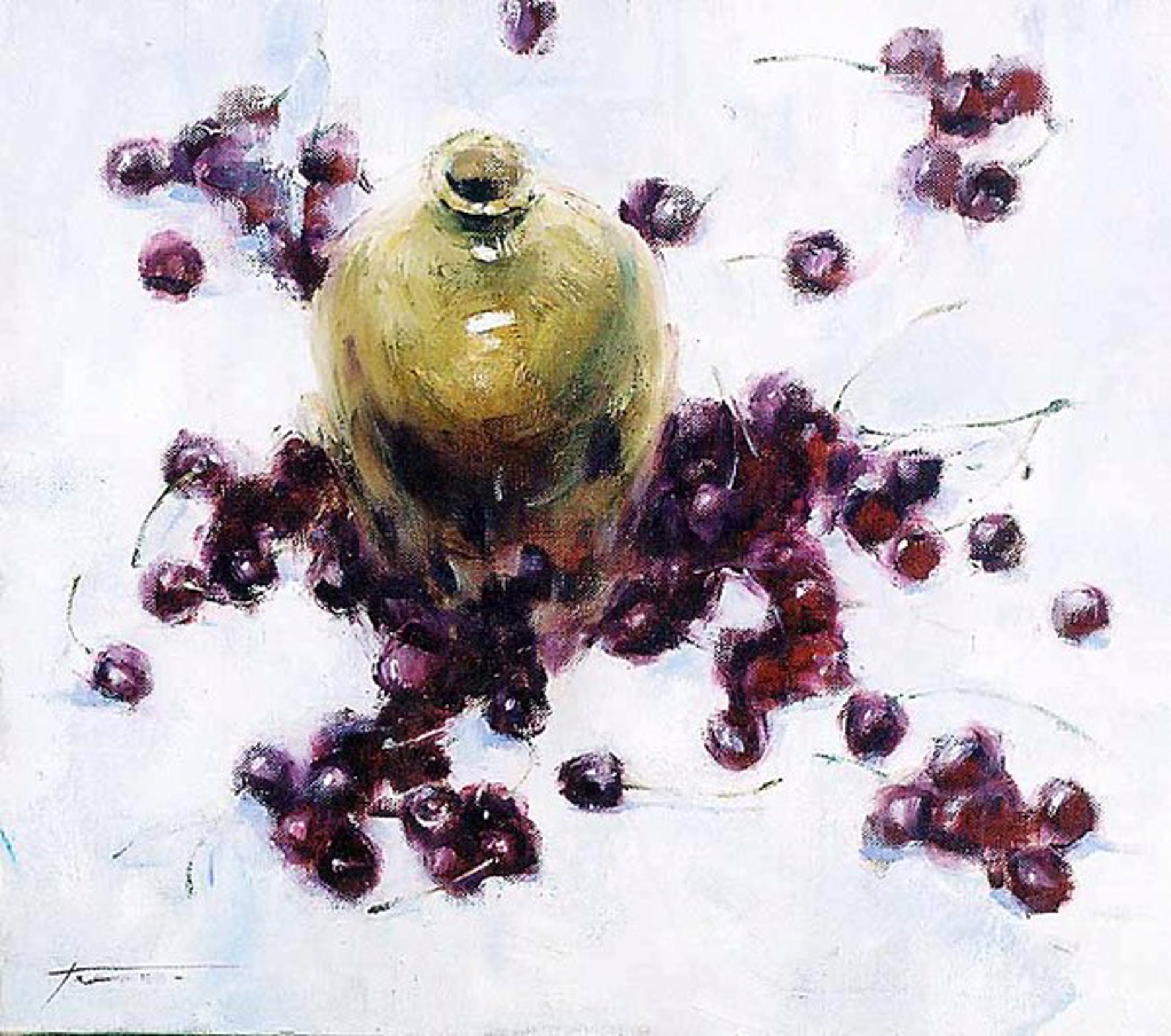 Jug with Cherries by Yana Golubyatnikova