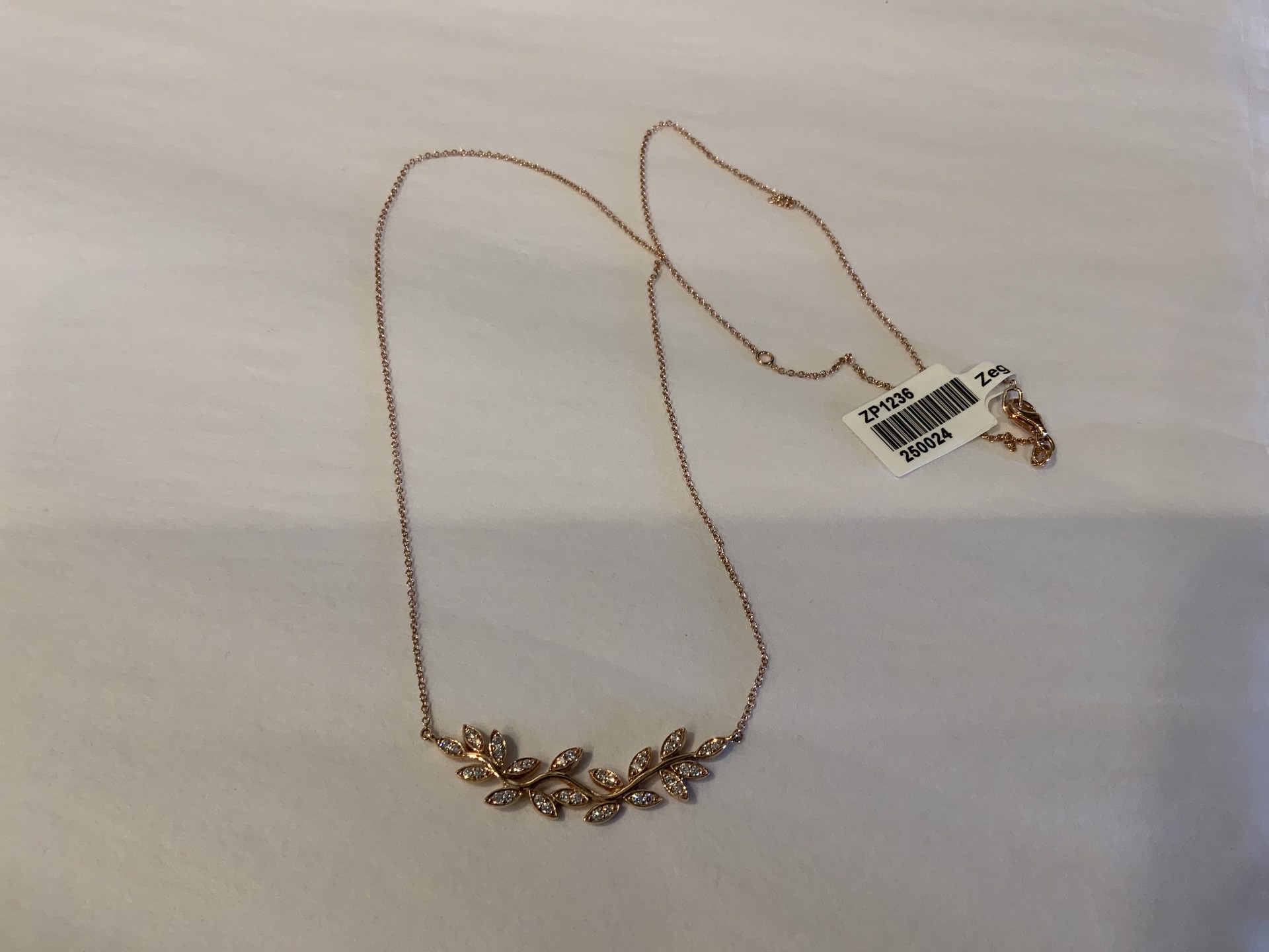 18k Rose Gold Leaf Necklace by Zeghani