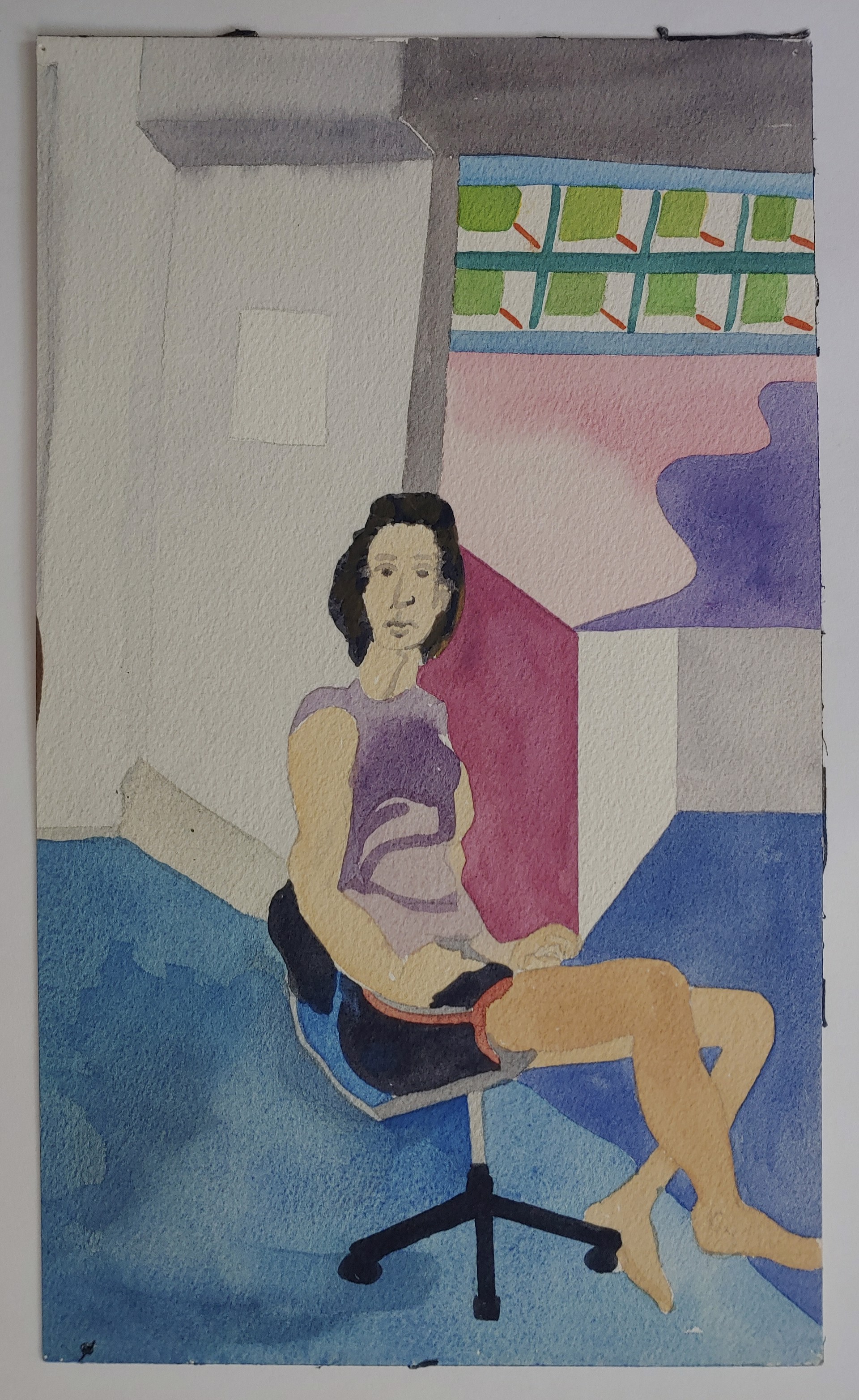 Figure in Chair - Watercolor by David Amdur