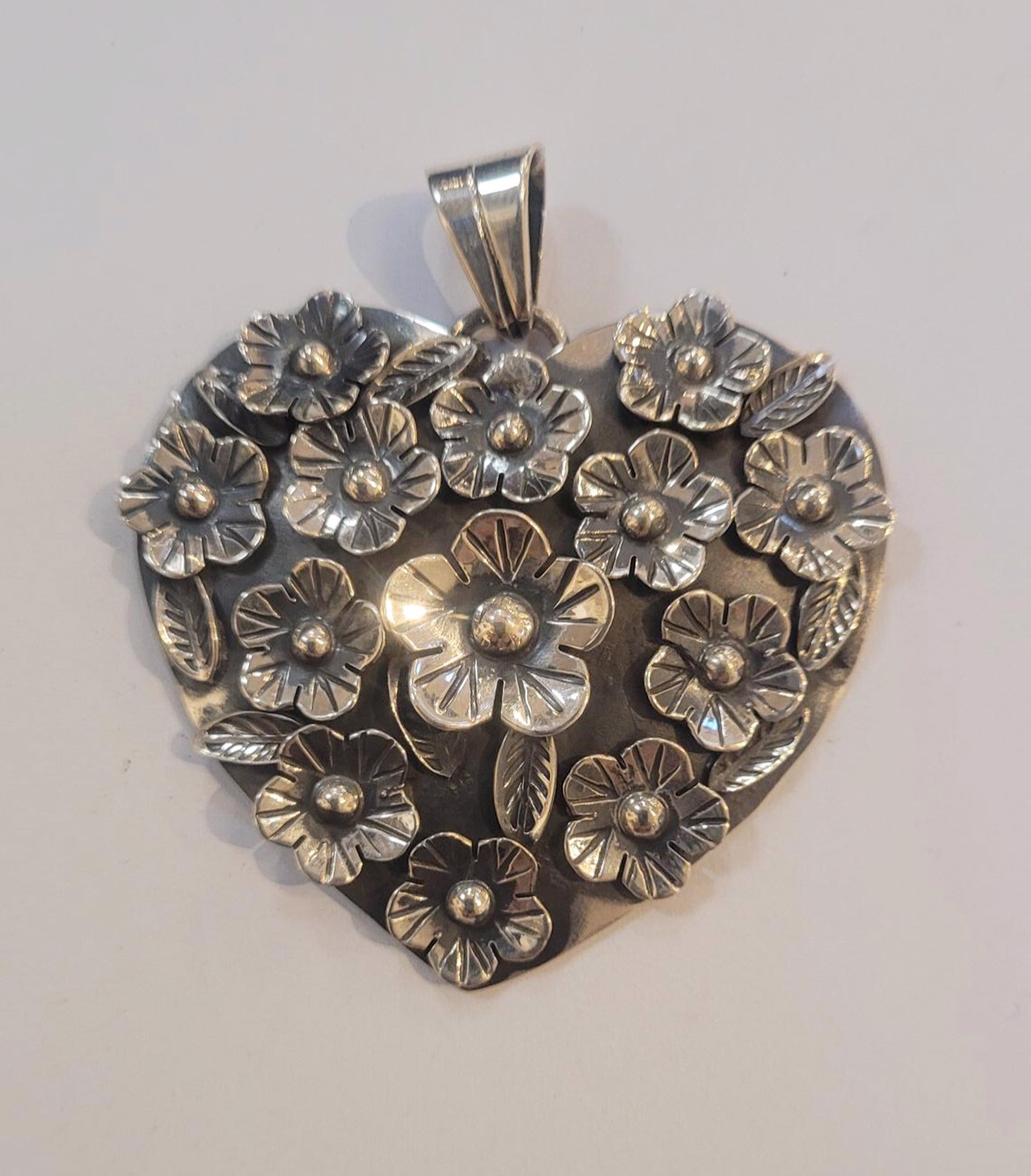 Pendant - Sterling Silver Flower Heart by Indigo Desert Ranch - Jewelry
