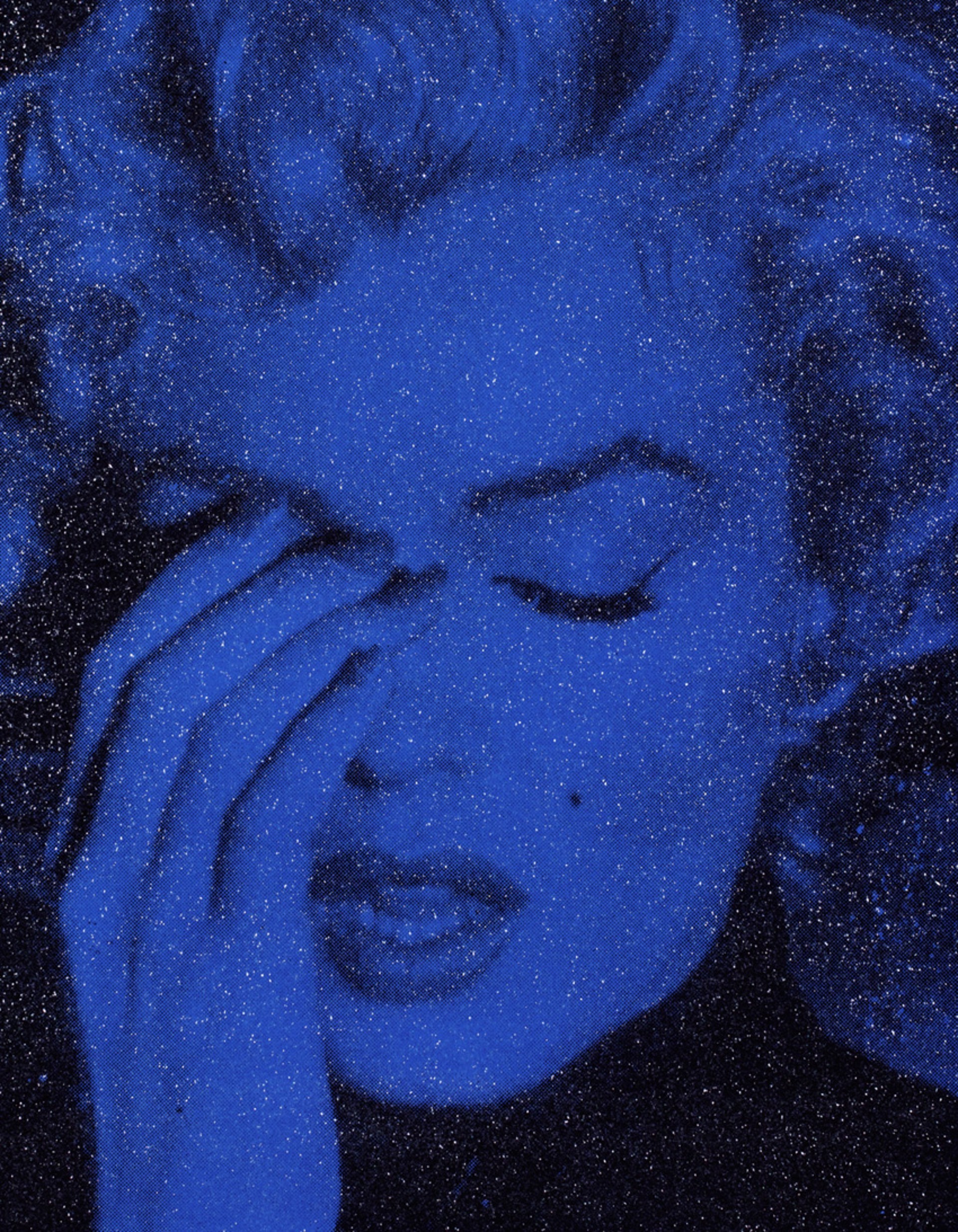 MARILYN CRYING CALIFORNIA- Half Moon Blue by Russell Young