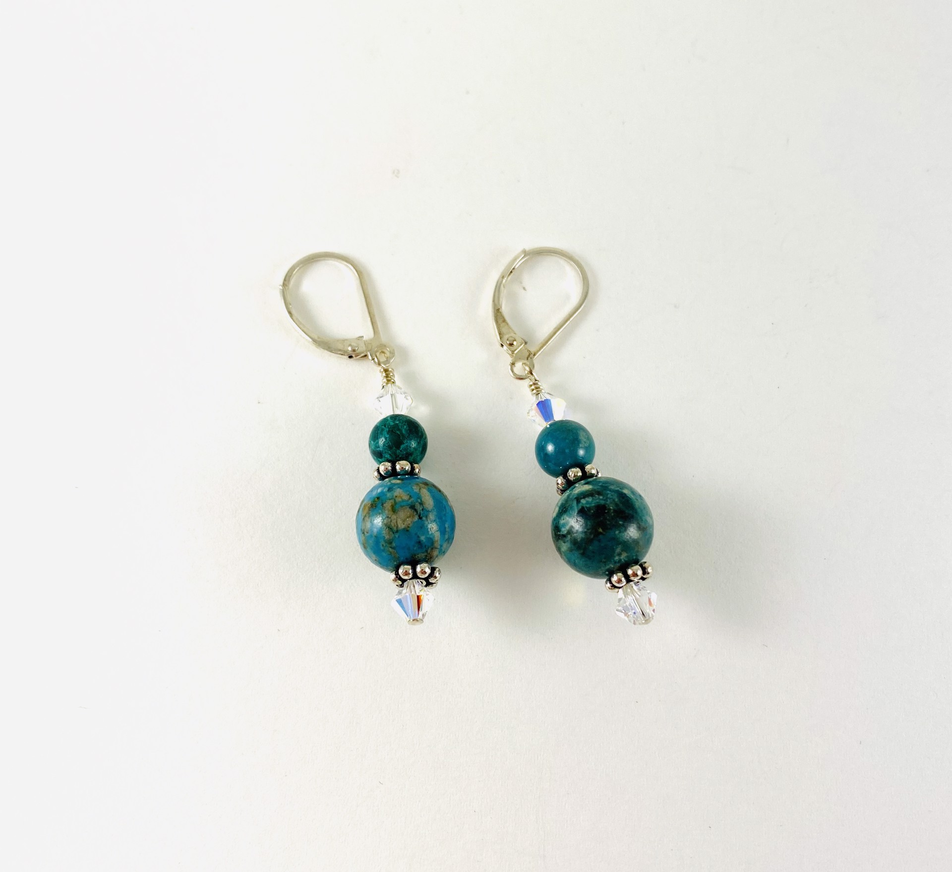 SHOSH19-6 Turquoise, Crystal, Silver Earrings by Shoshannah Weinisch