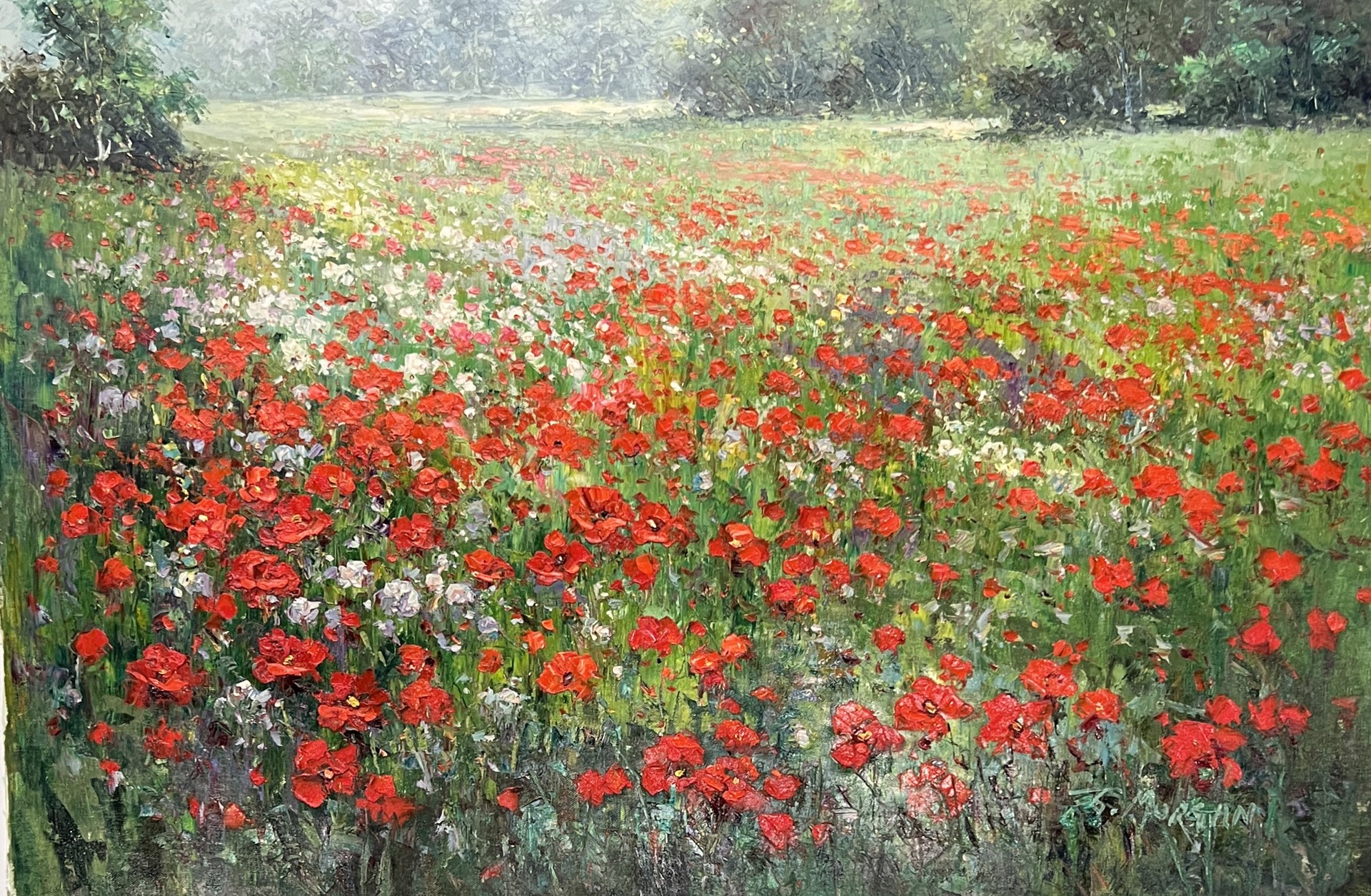 POPPIES (TREES DISTANT) by J MORGAN
