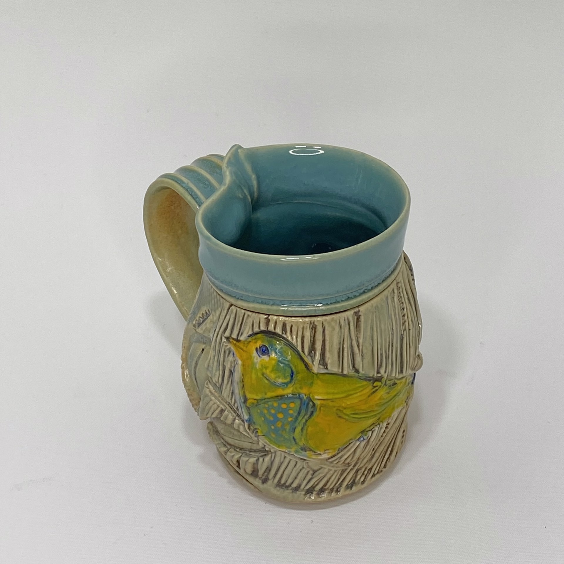 Bird Cup Teal Interior 1 by Sandra Blain