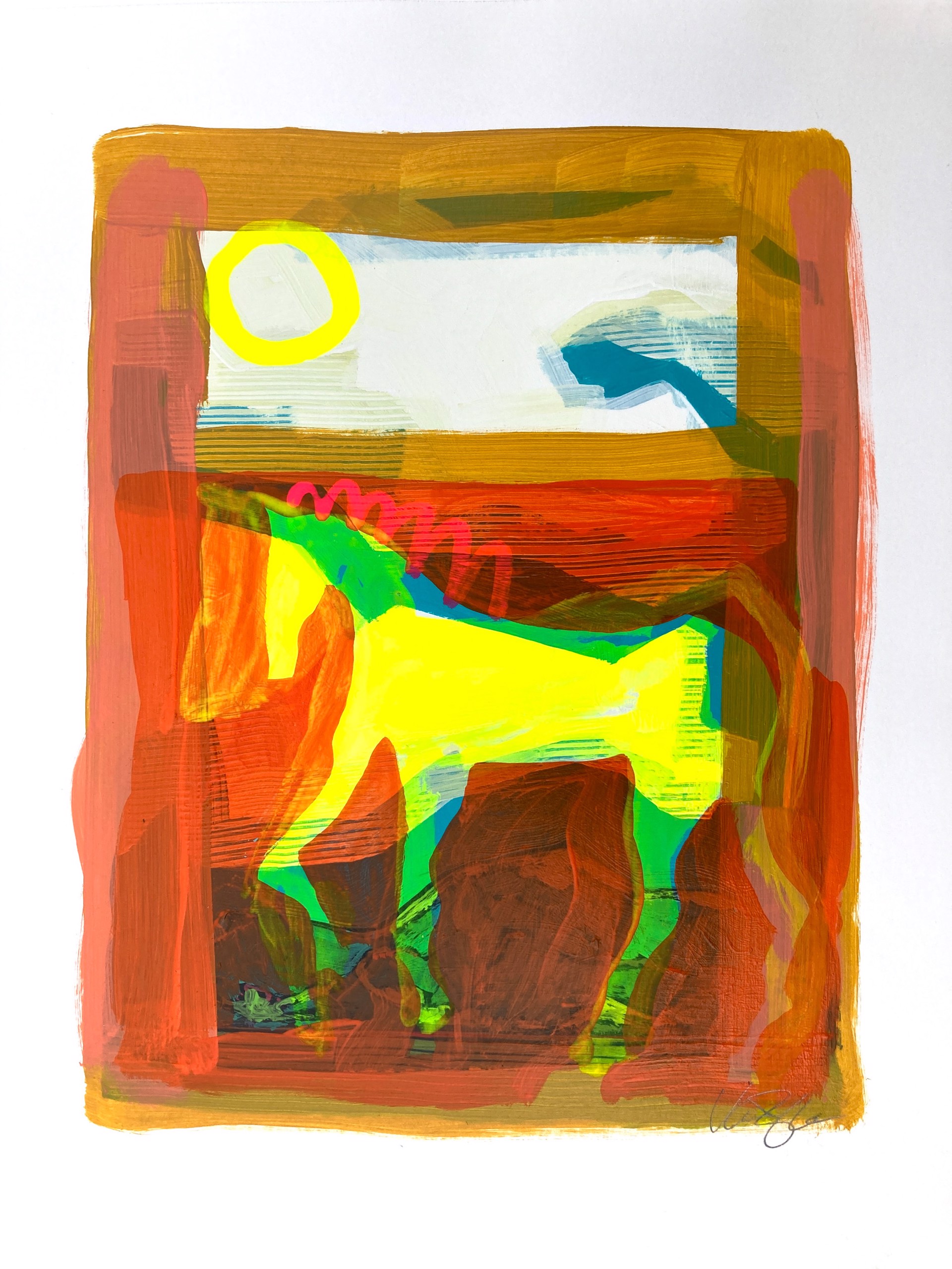 Yellow Horse with Yellow Sun by Rachael Van Dyke