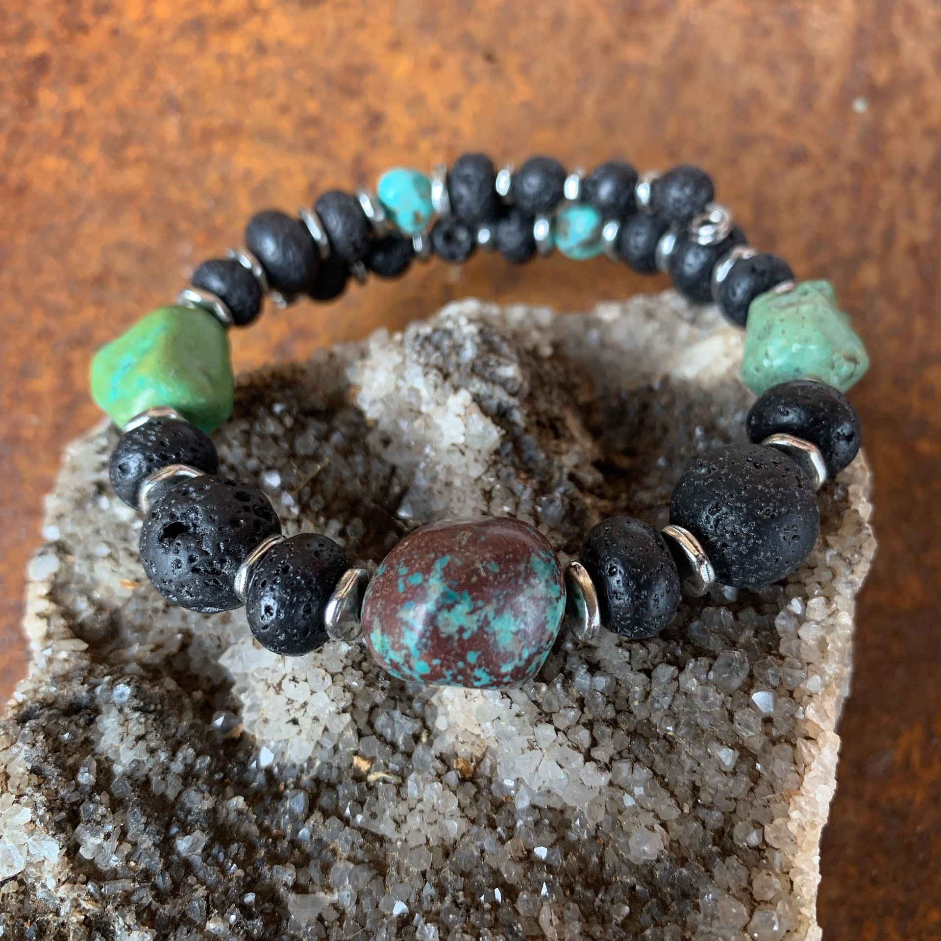 K754 Lava and Turquoise Bracelet by Kelly Ormsby