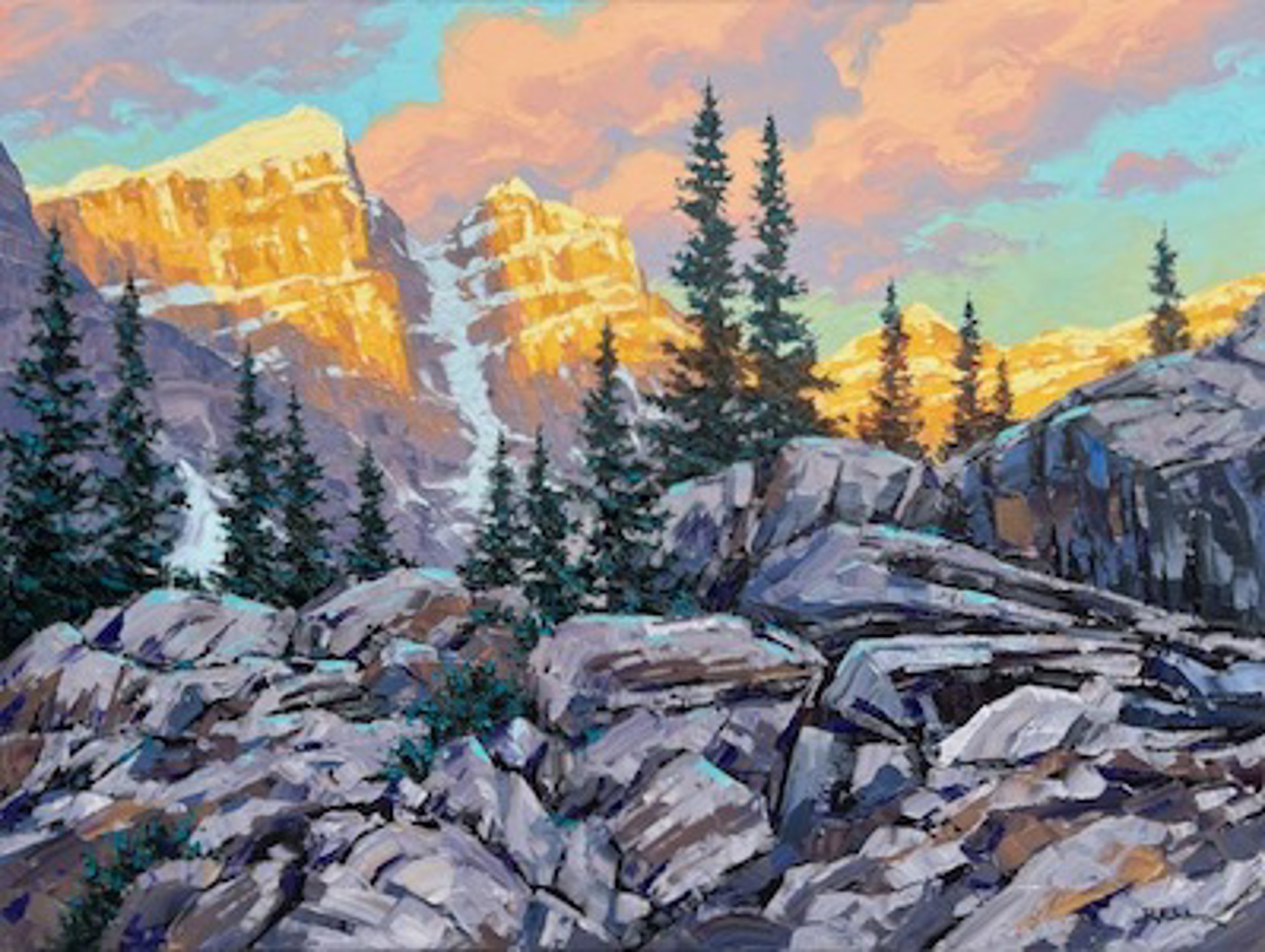 Moraine Peaks Sunrise by Robert E Wood