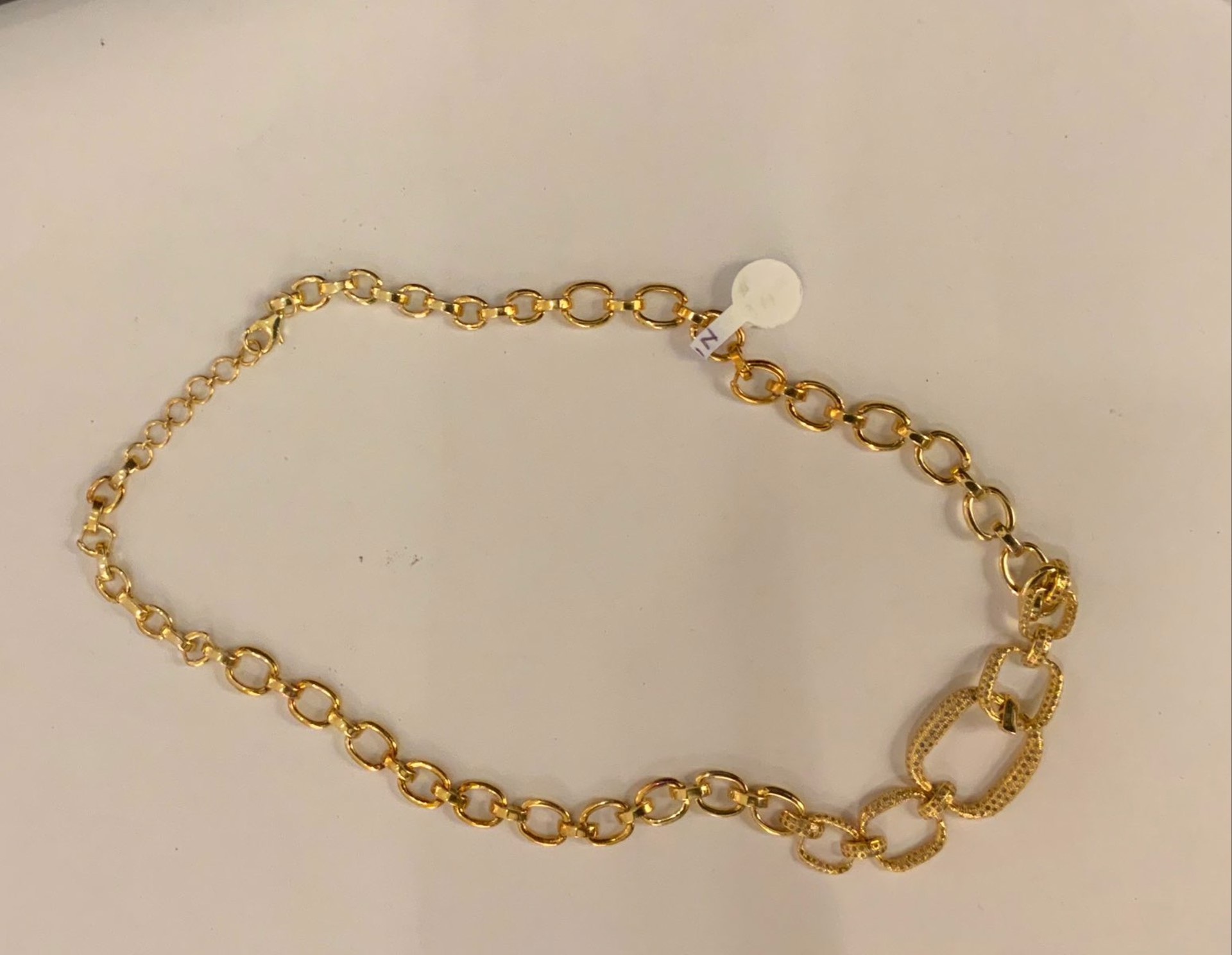 Vermeil And Pavé Diamond Chain Loop Necklace by Karen Birchmier