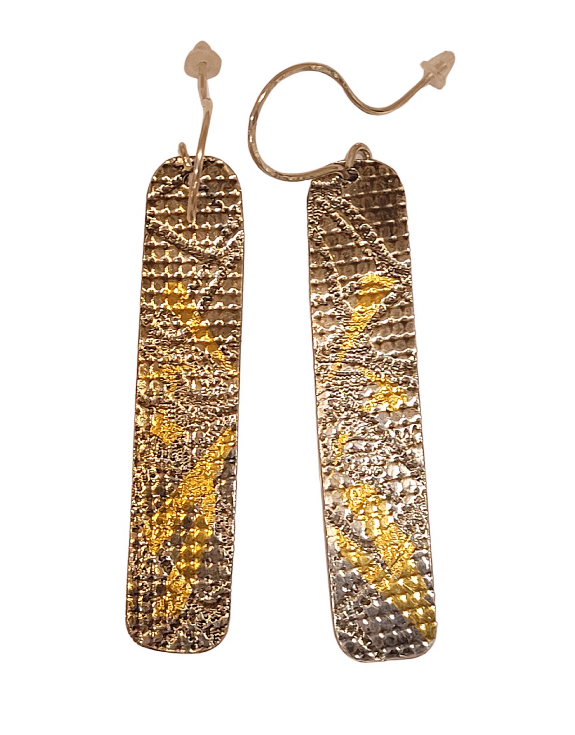 Earrings - Rectangle Sterling Silver and 24K Gold - DK3029 by Doris King