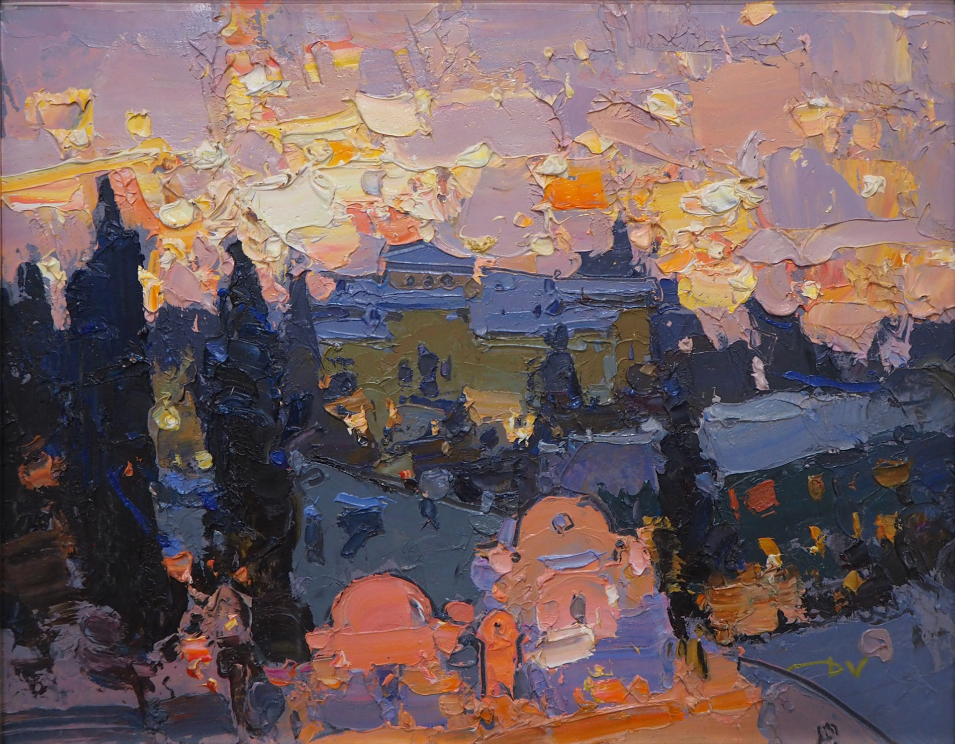 "Evening Lights II" original oil painting by Daniil Volkov