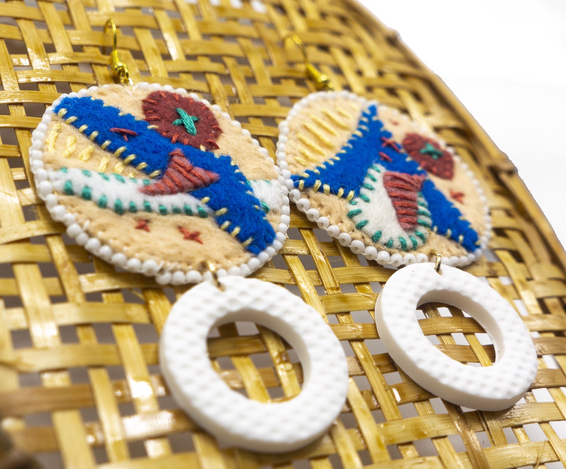 White Polymer Accent Earrings by Hattie Lee Mendoza
