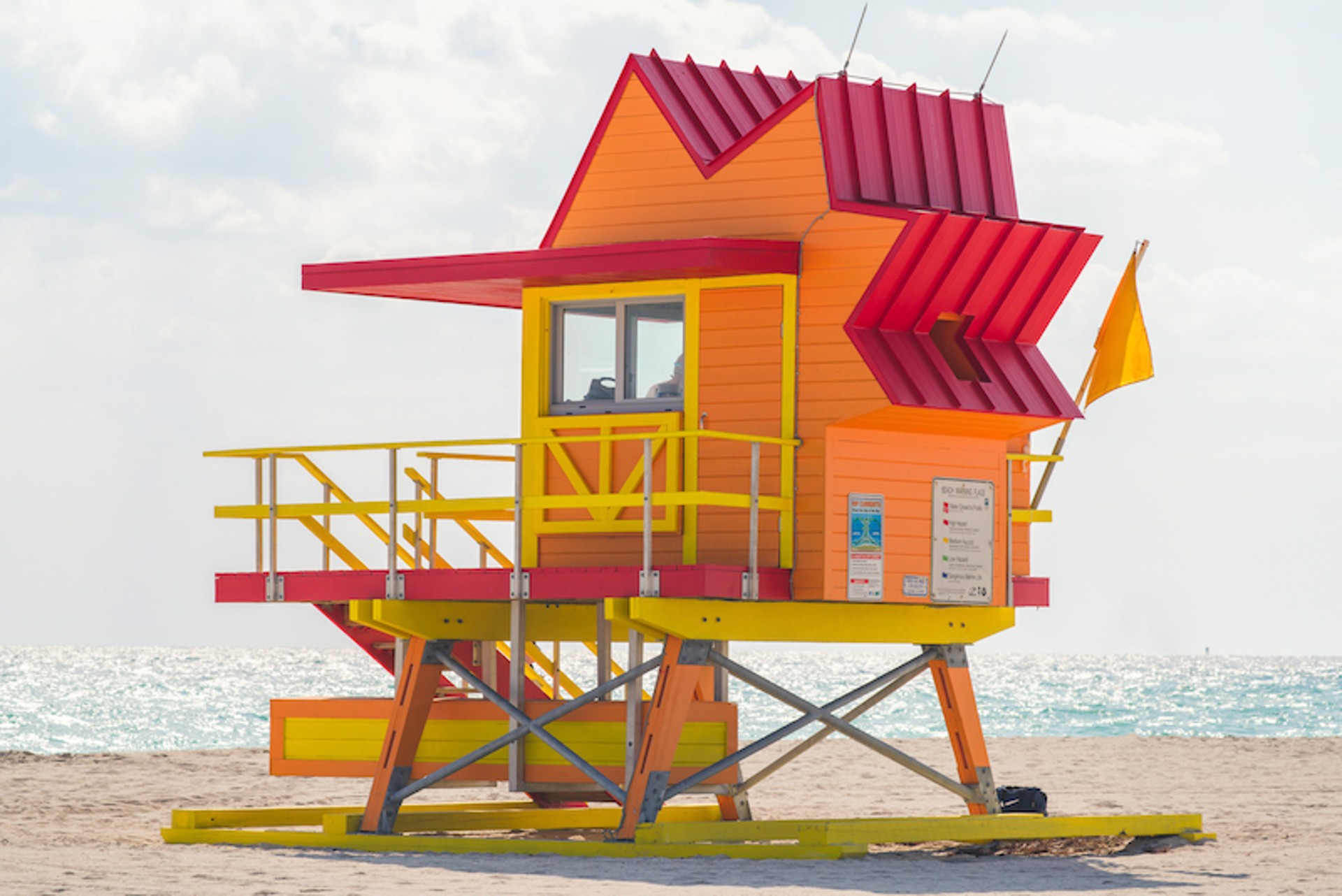 8th St. Miami Lifeguard Stand - Side View by Peter Mendelson
