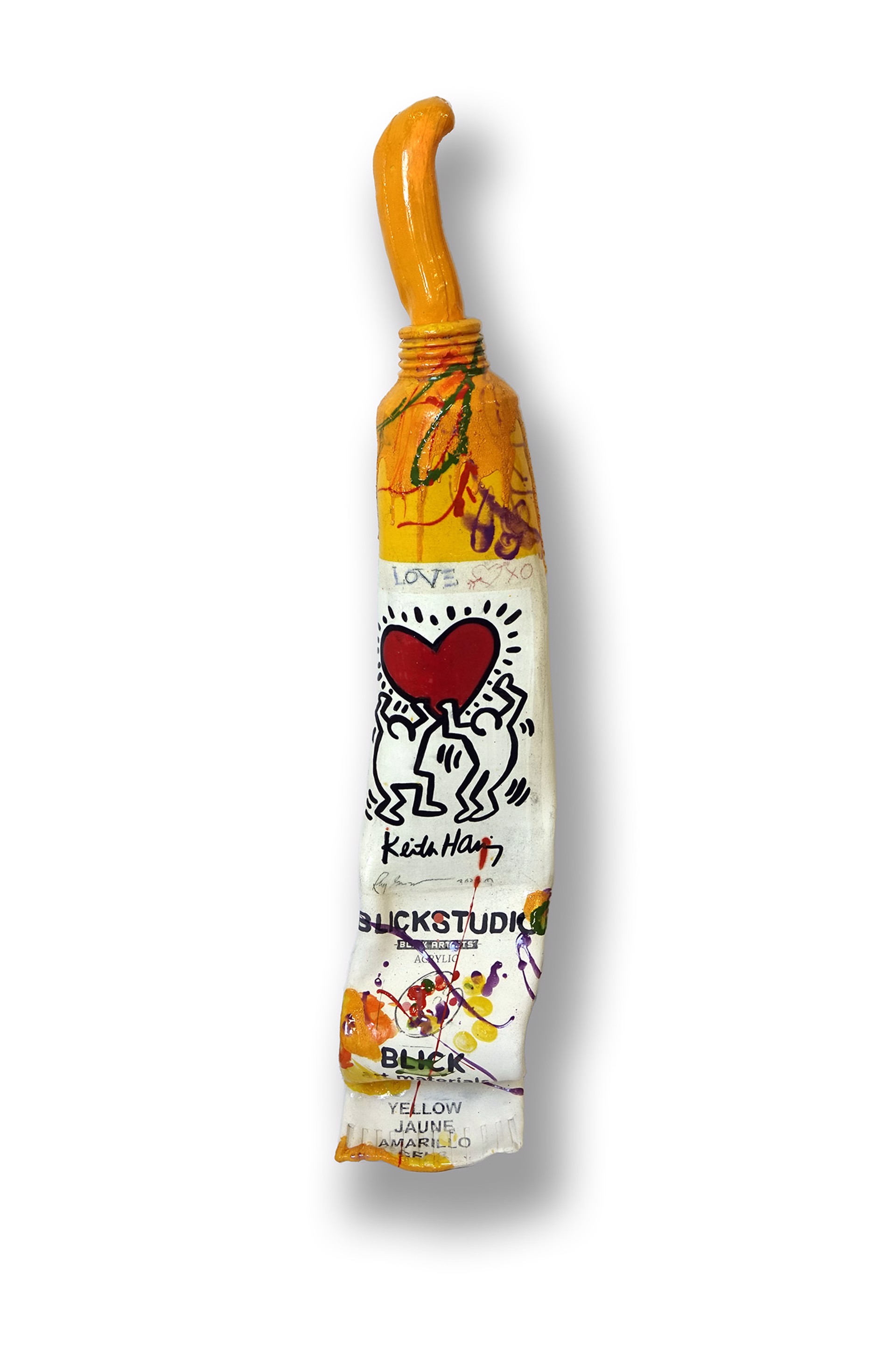 Yellow Haring Paint Tube with Squirt by Ray Gross